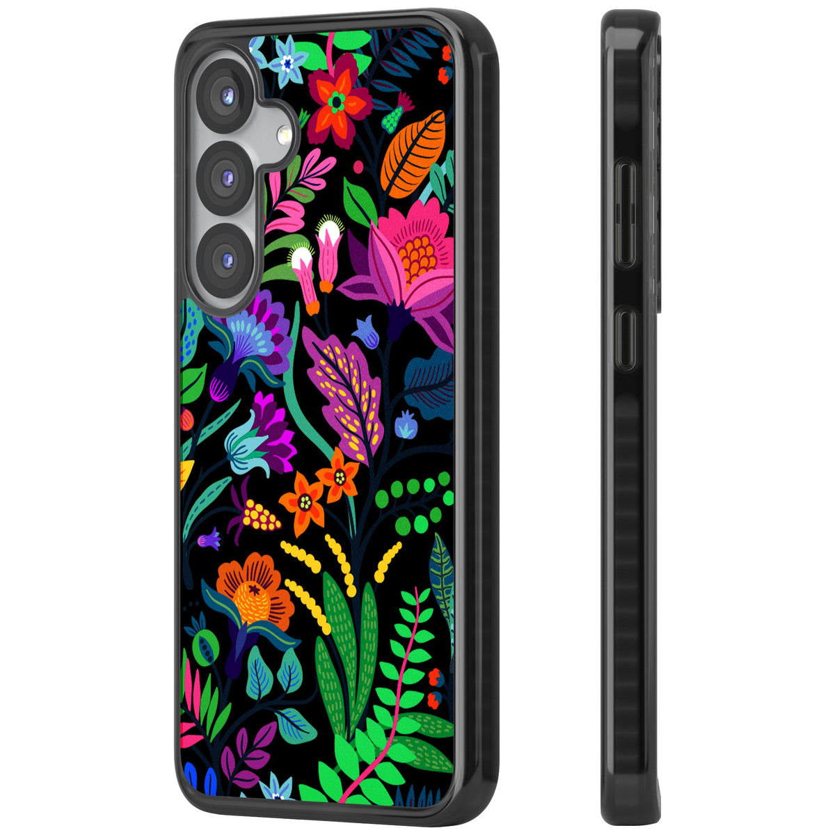 Floral Vibe (Black) Samsung S25 / Samsung S25 Plus / Samsung S26 / Samsung S26 Plus Impact Black Phone Case side