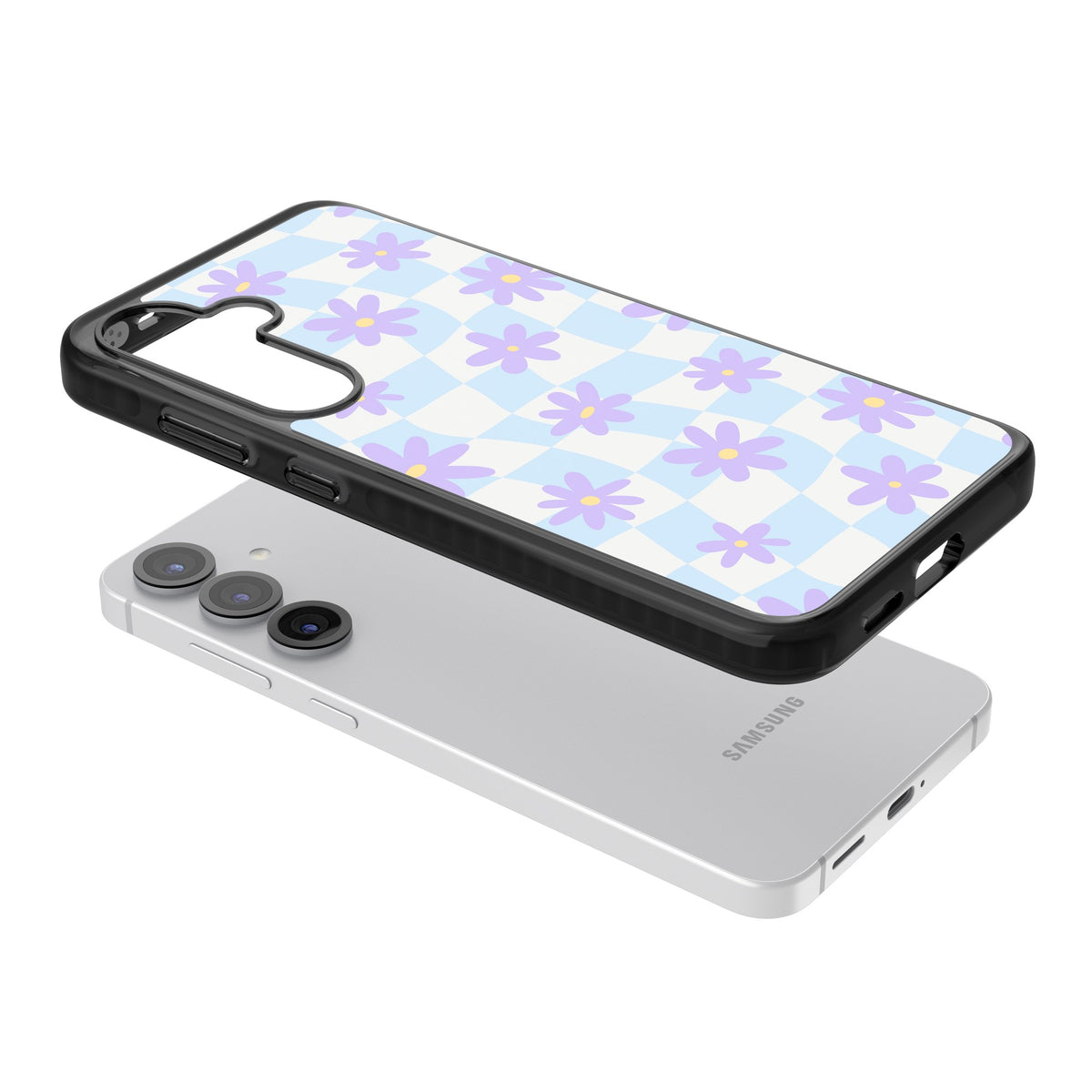 Serene Skies & Flowers Samsung S25 / Samsung S25 Plus / Samsung S26 / Samsung S26 Plus Impact Black Phone Case angled