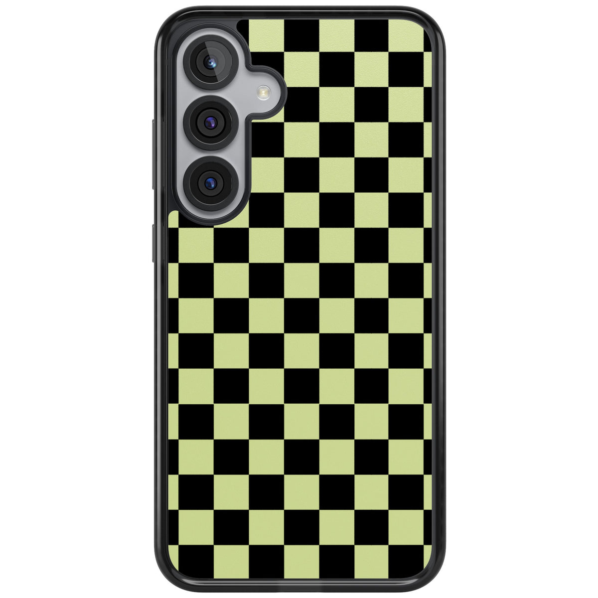 Black & Lime Check Samsung S25 Plus / Samsung S26 / Samsung S26 Plus Impact Black Phone Case front