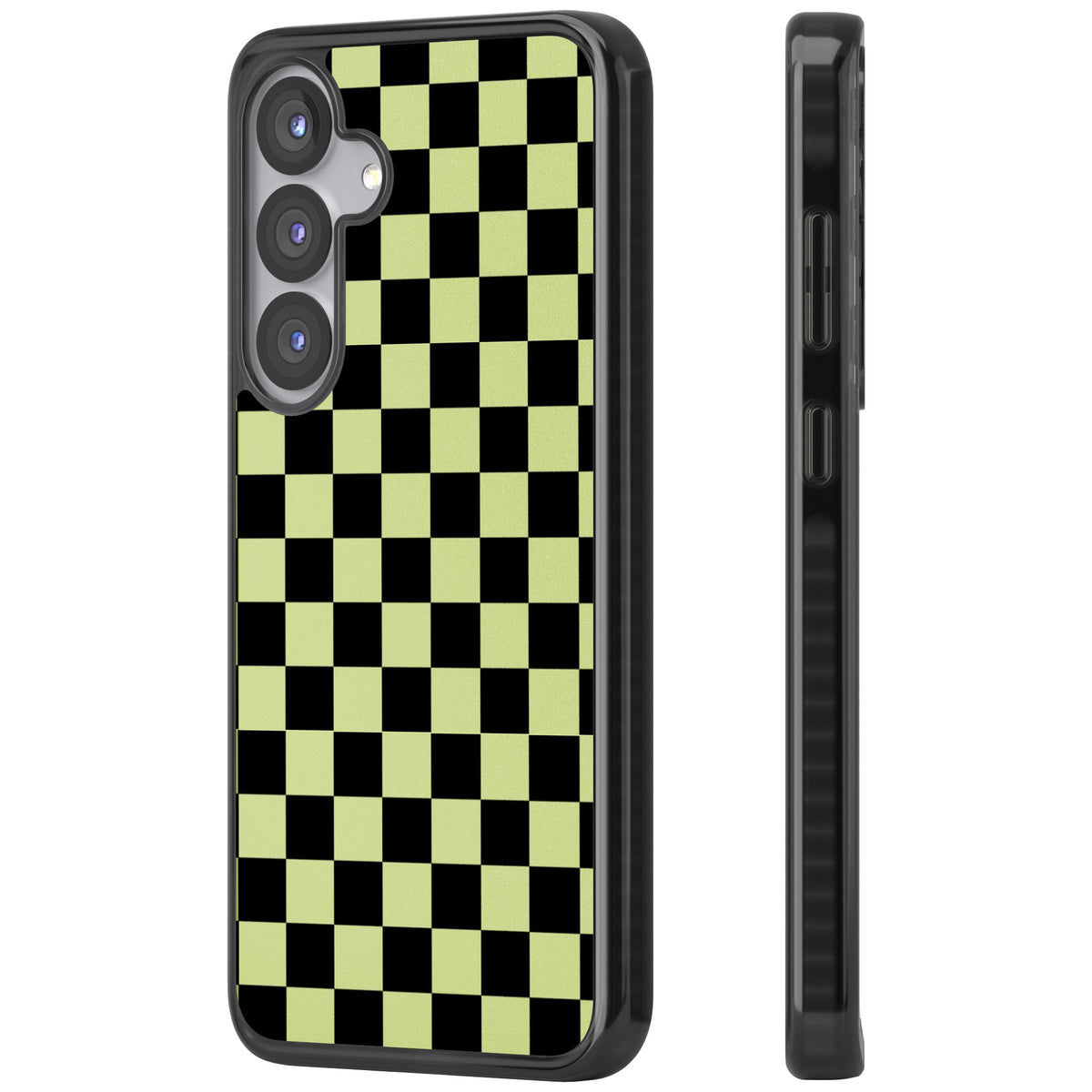 Black & Lime Check Samsung S25 / Samsung S25 Plus / Samsung S26 / Samsung S26 Plus Impact Black Phone Case side
