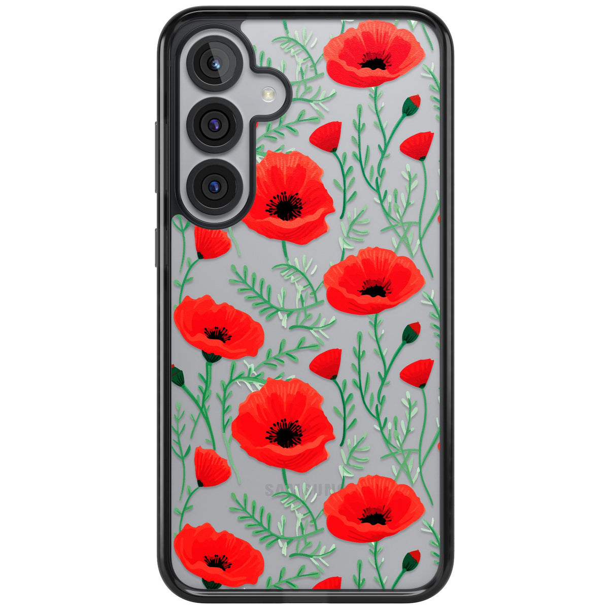 Poppy Garden Samsung S25 Plus / Samsung S26 / Samsung S26 Plus Impact Black Phone Case front