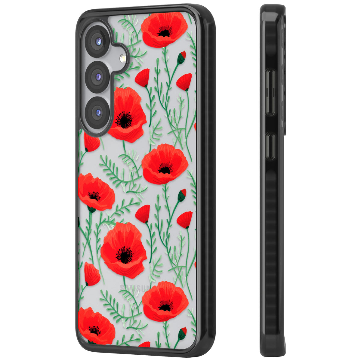 Poppy Garden Samsung S25 / Samsung S25 Plus / Samsung S26 / Samsung S26 Plus Impact Black Phone Case side