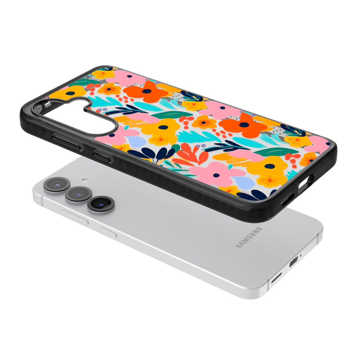 Floral Fiesta Samsung S25 / Samsung S25 Plus / Samsung S26 / Samsung S26 Plus Impact Black Phone Case angled