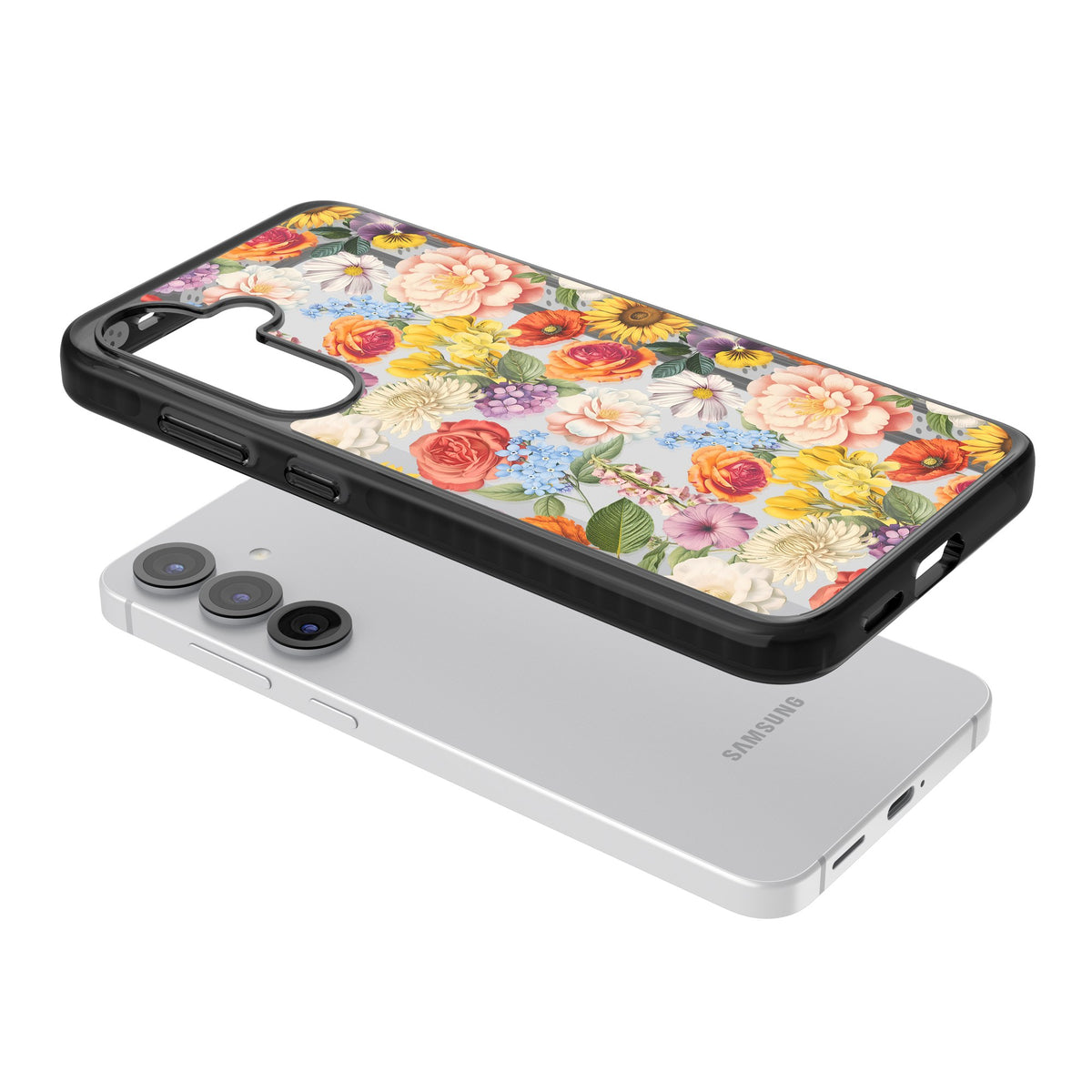Bloom Basket Samsung S25 / Samsung S25 Plus / Samsung S26 / Samsung S26 Plus Impact Black Phone Case angled