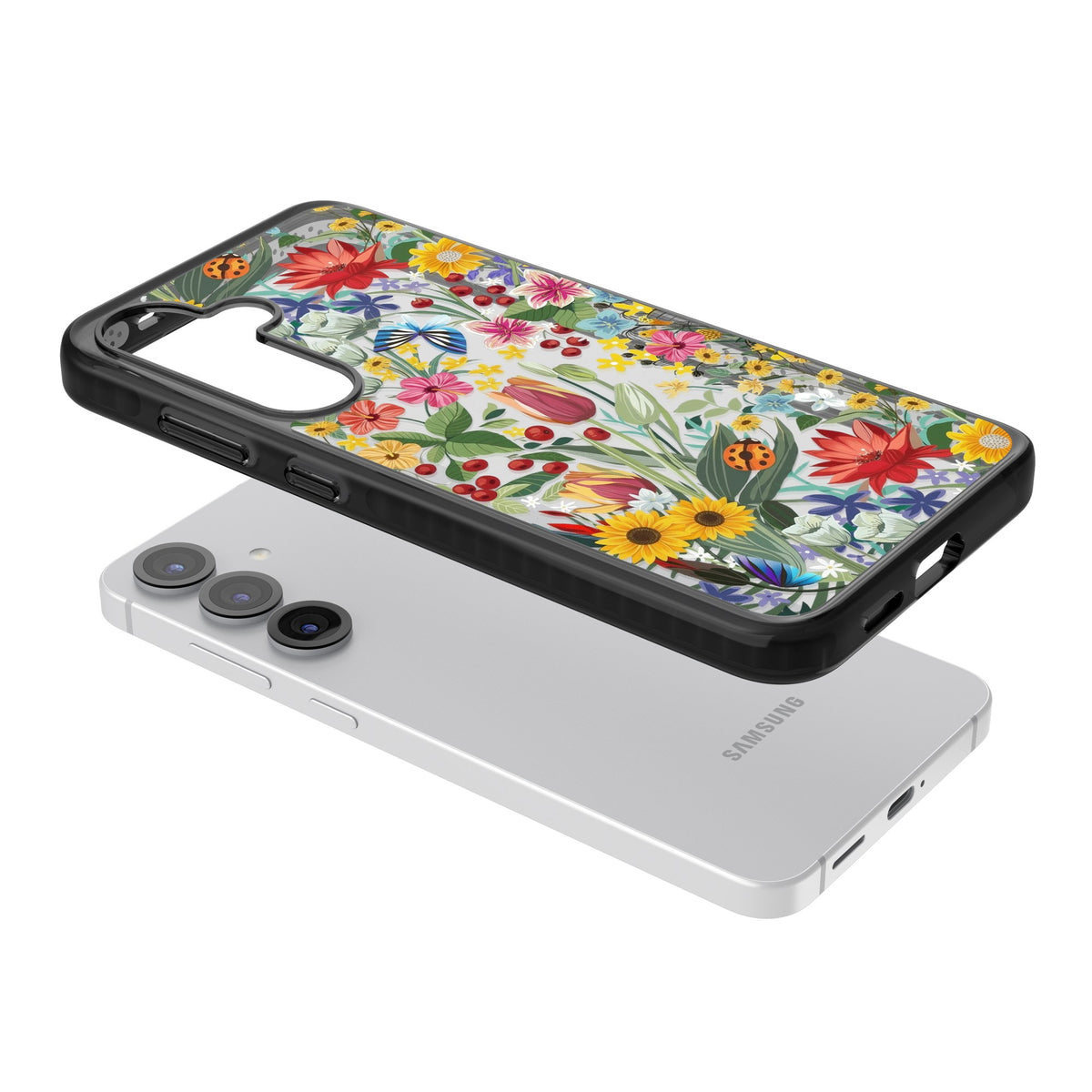Botanical Bloom Samsung S25 / Samsung S25 Plus / Samsung S26 / Samsung S26 Plus Impact Black Phone Case angled