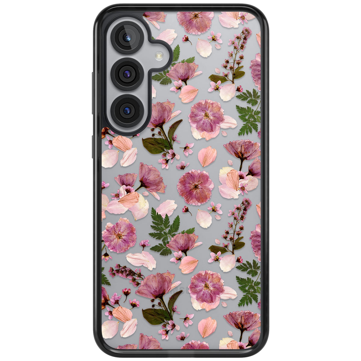 Botanical Blush Samsung S25 Plus / Samsung S26 / Samsung S26 Plus Impact Black Phone Case front