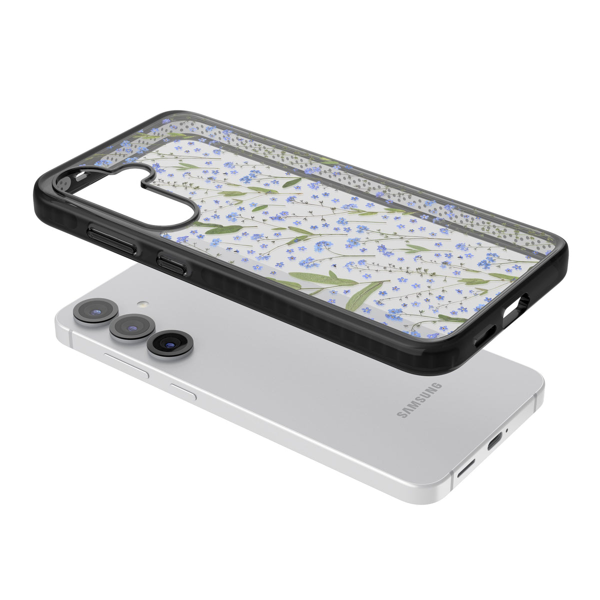 Blue Meadow Samsung S25 / Samsung S25 Plus / Samsung S26 / Samsung S26 Plus Impact Black Phone Case angled