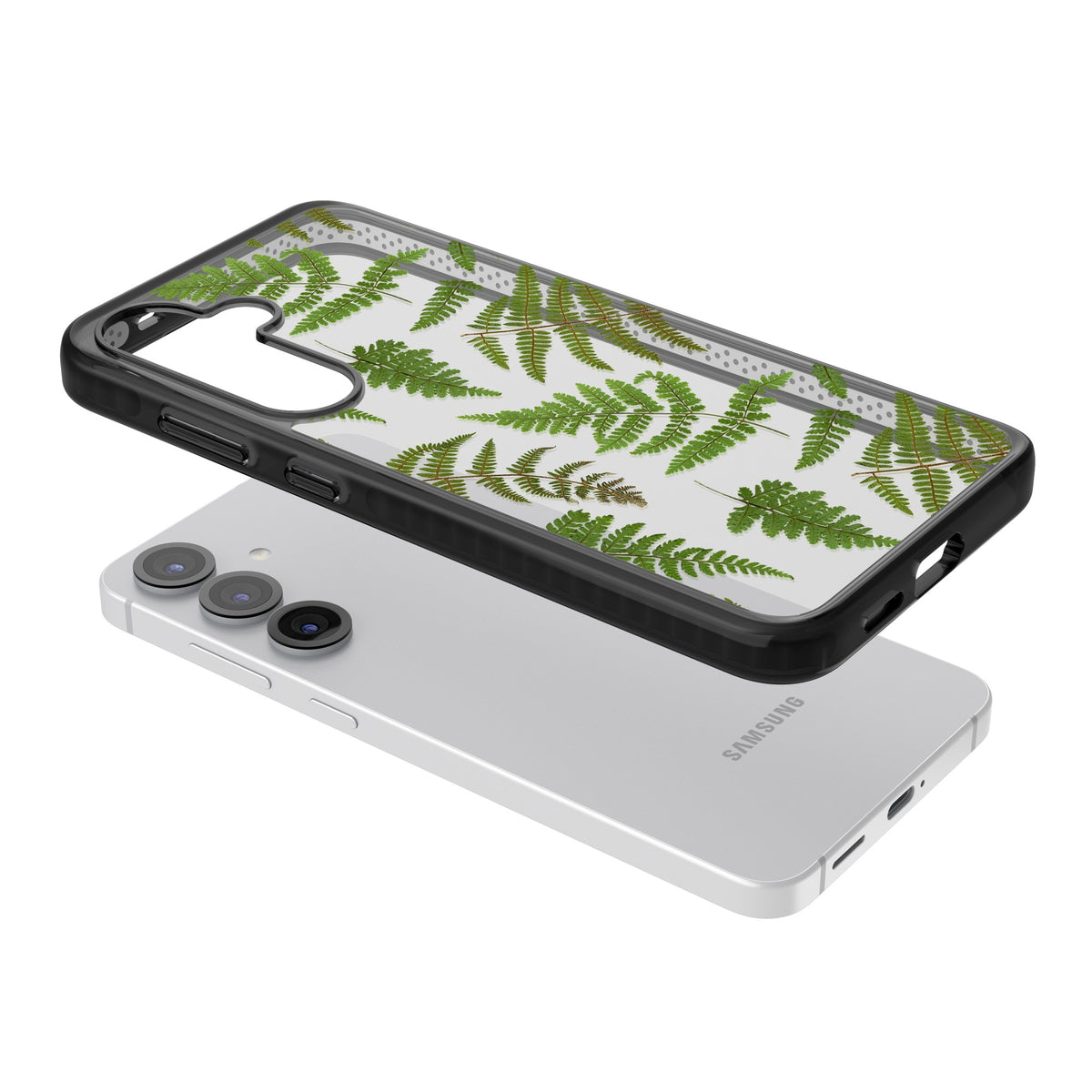 Leafy Ferns Samsung S25 / Samsung S25 Plus / Samsung S26 / Samsung S26 Plus Impact Black Phone Case angled