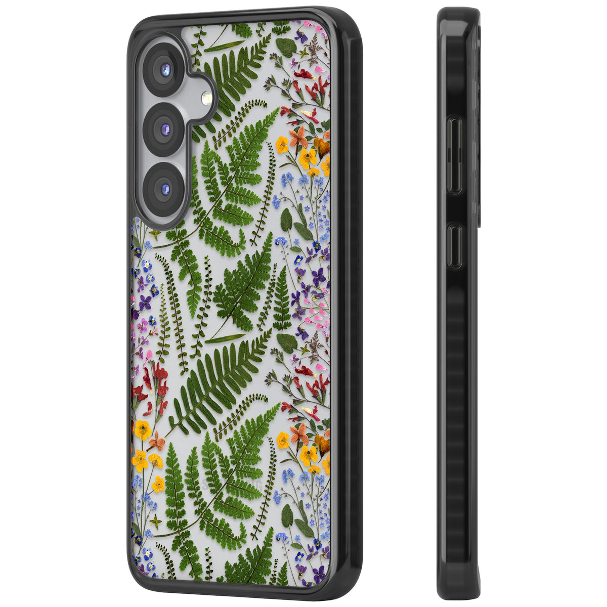 Botanical Fern & Floral Samsung S25 / Samsung S25 Plus / Samsung S26 / Samsung S26 Plus Impact Black Phone Case side