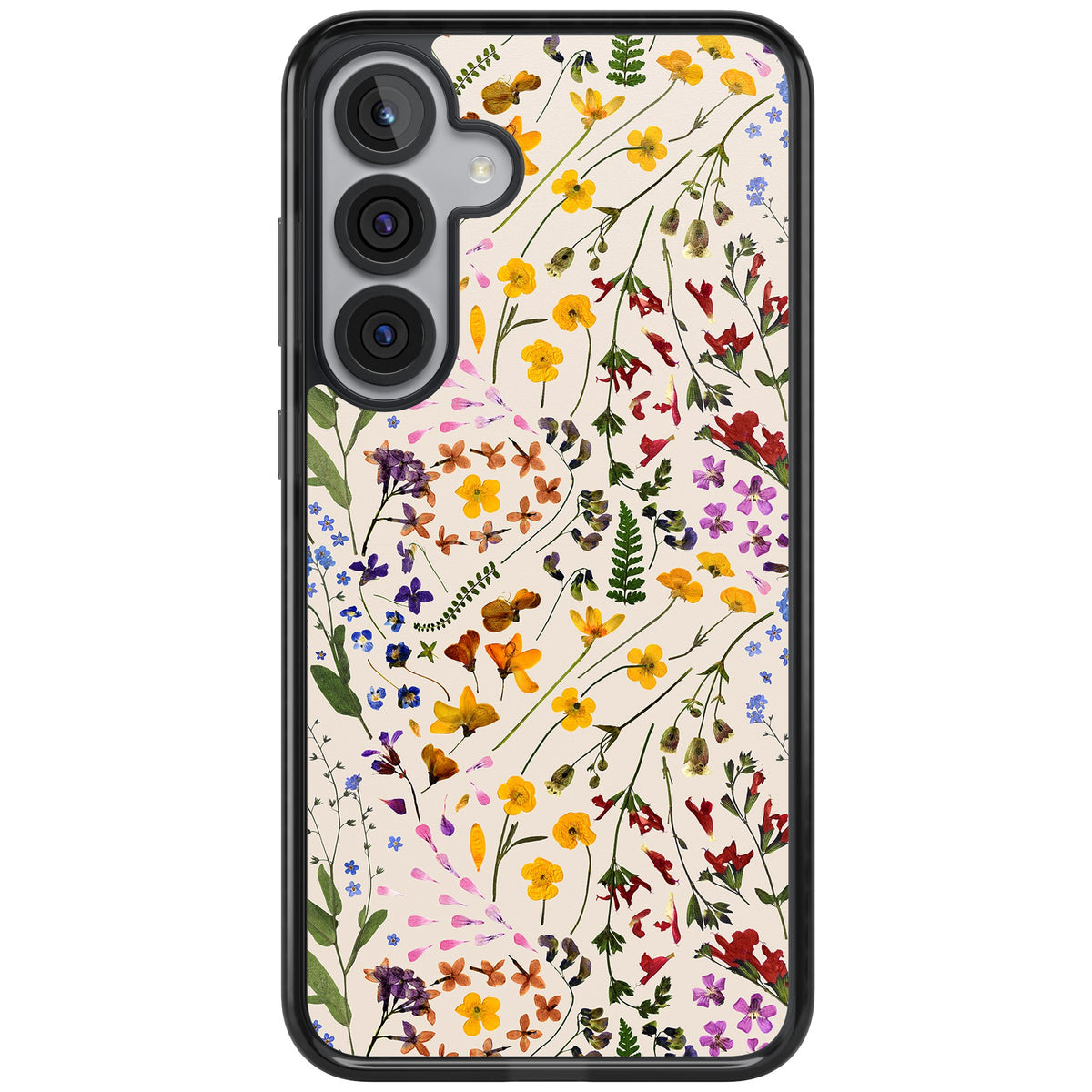 Wildflower Cream Samsung S25 Plus / Samsung S26 / Samsung S26 Plus Impact Black Phone Case front