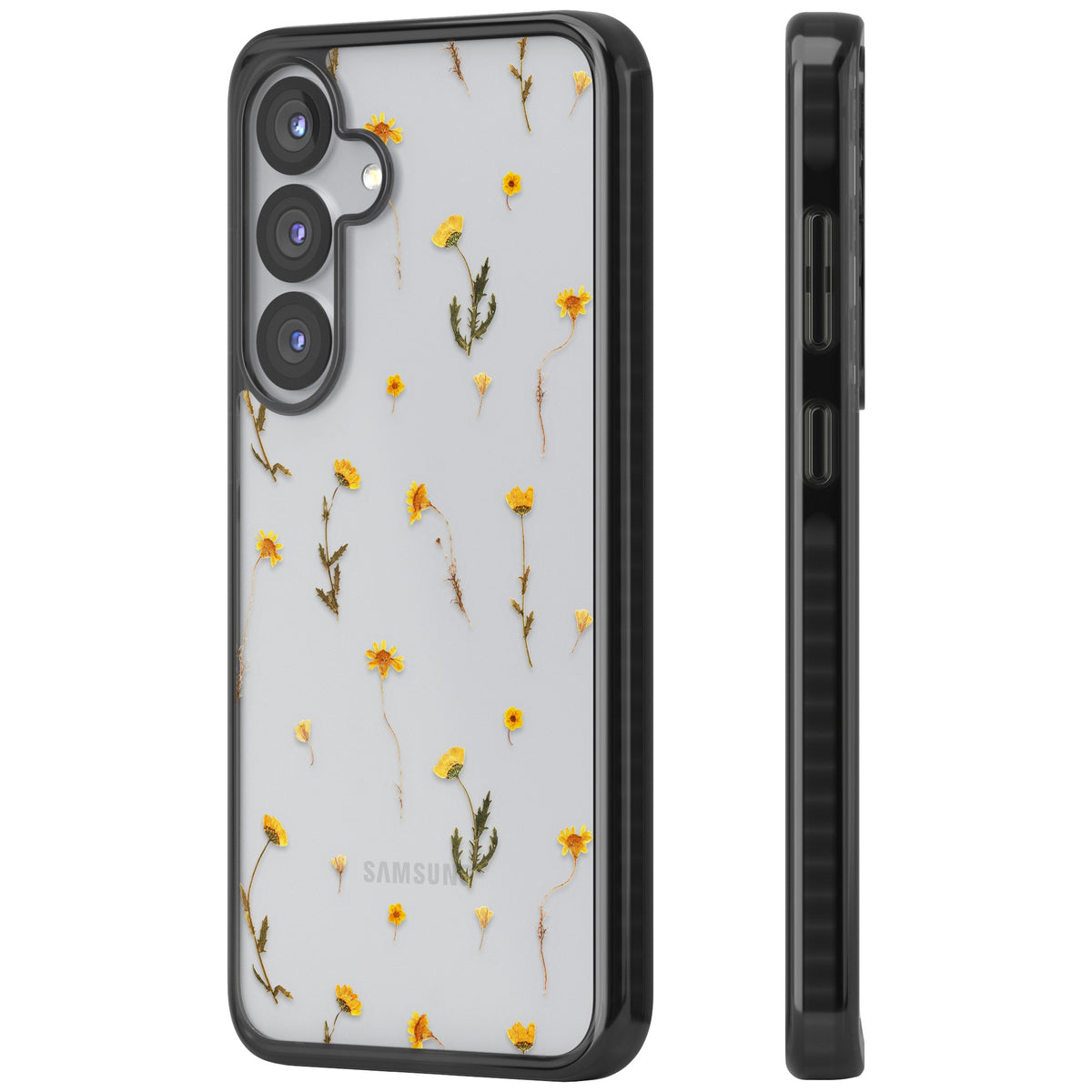 Yellow Wildflower Samsung S25 / Samsung S25 Plus / Samsung S26 / Samsung S26 Plus Impact Black Phone Case side