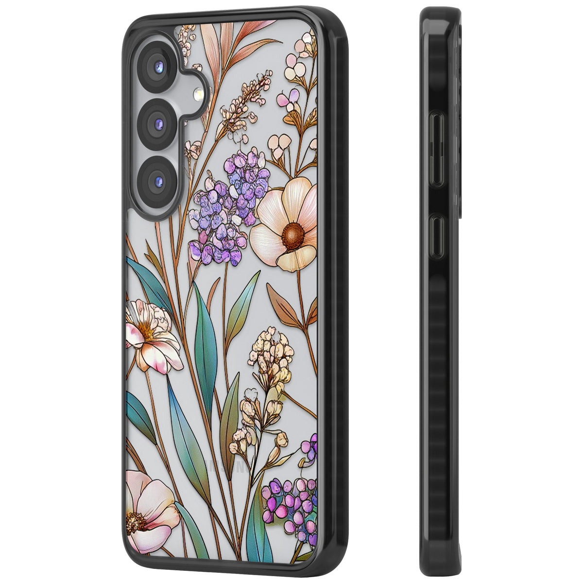 Glass Wildflower Mix Samsung S25 / Samsung S25 Plus / Samsung S26 / Samsung S26 Plus Impact Black Phone Case side