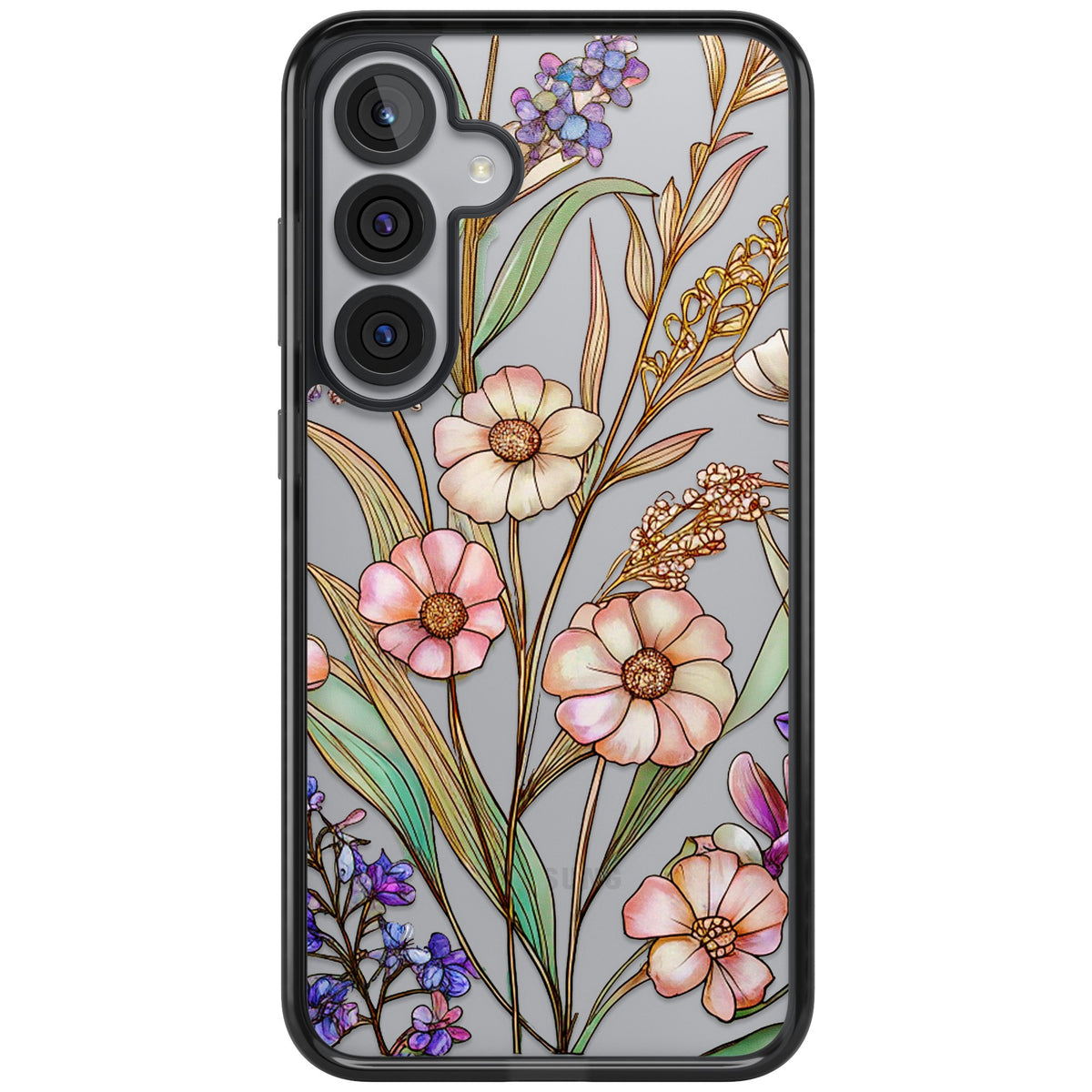 Glass Spring Flowers Samsung S25 Plus / Samsung S26 / Samsung S26 Plus Impact Black Phone Case front