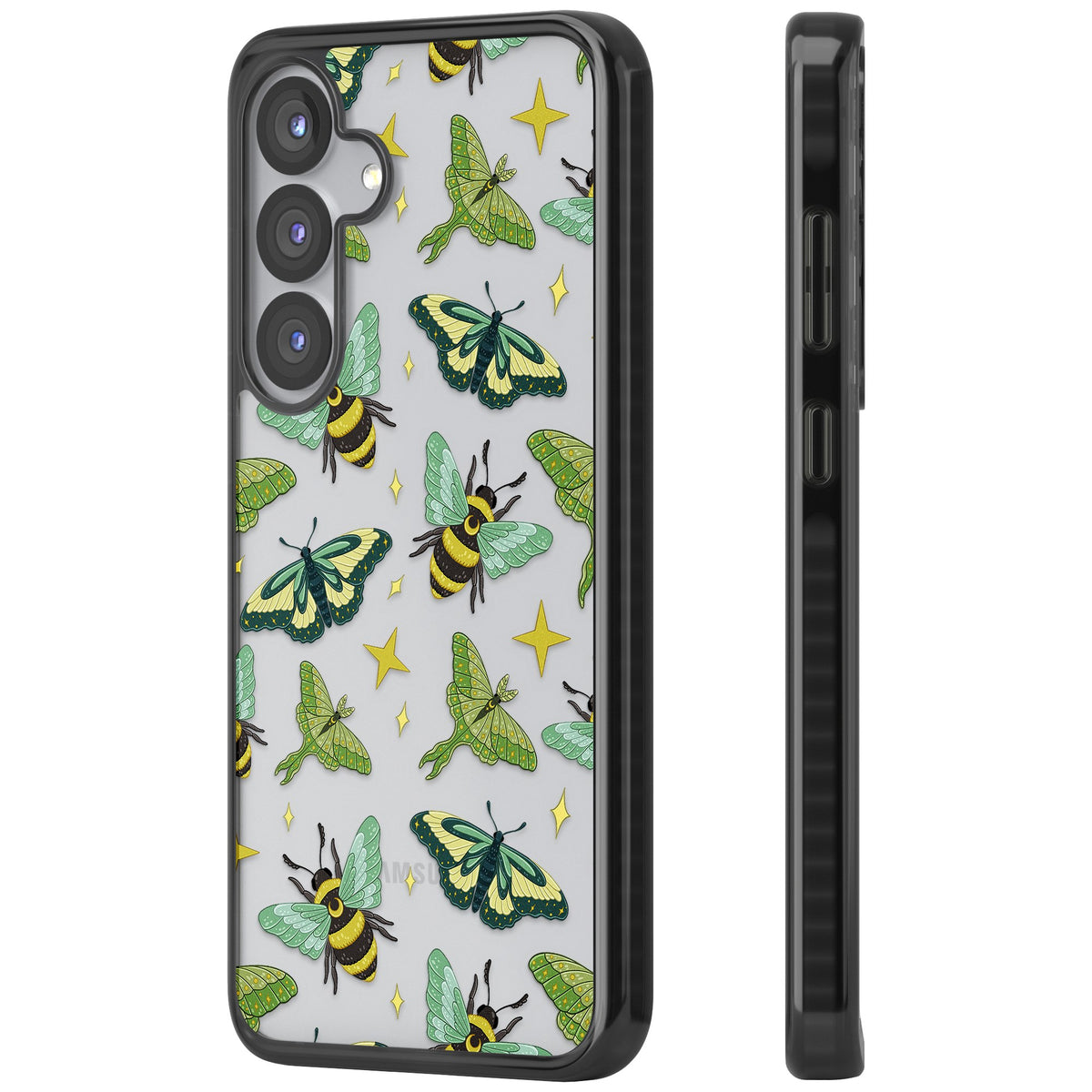 Bees and Moths Samsung S25 / Samsung S25 Plus / Samsung S26 / Samsung S26 Plus Impact Black Phone Case side
