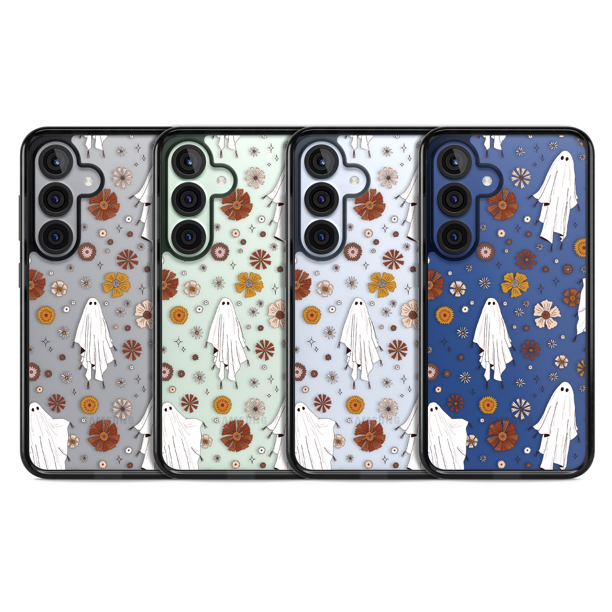 Halloween Ghosts And Flowers