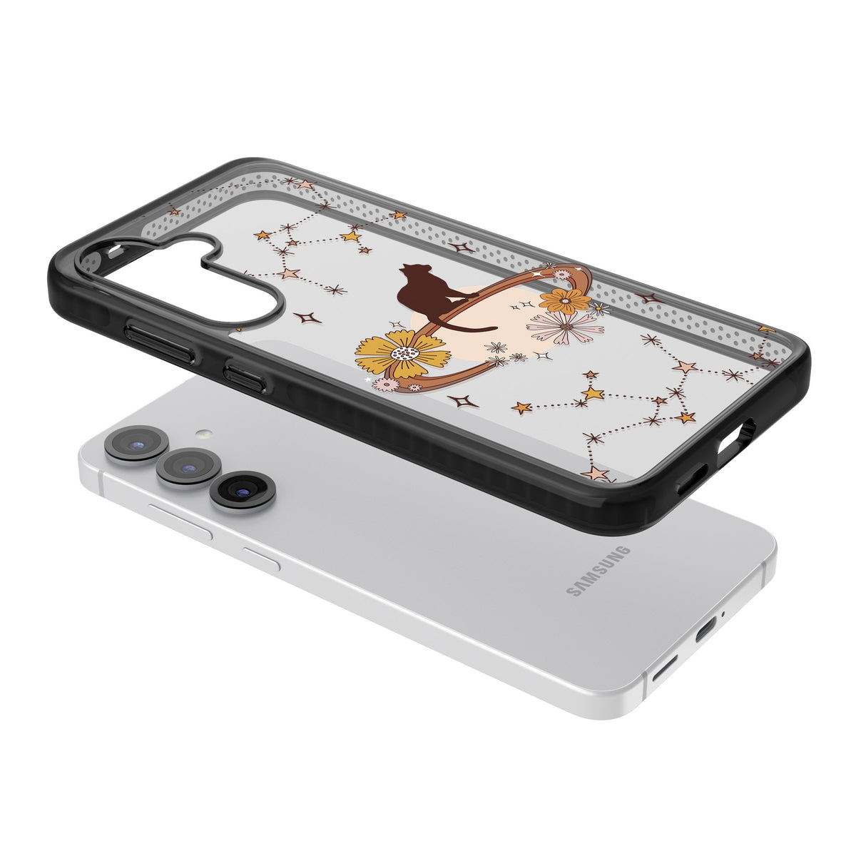Feline Phenomenon Samsung S25 / Samsung S25 Plus / Samsung S26 / Samsung S26 Plus Impact Black Phone Case angled