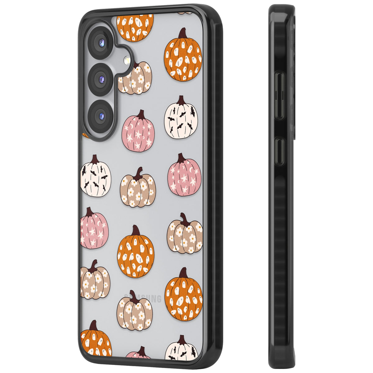 Floral Pumpkins Samsung S25 / Samsung S25 Plus / Samsung S26 / Samsung S26 Plus Impact Black Phone Case side