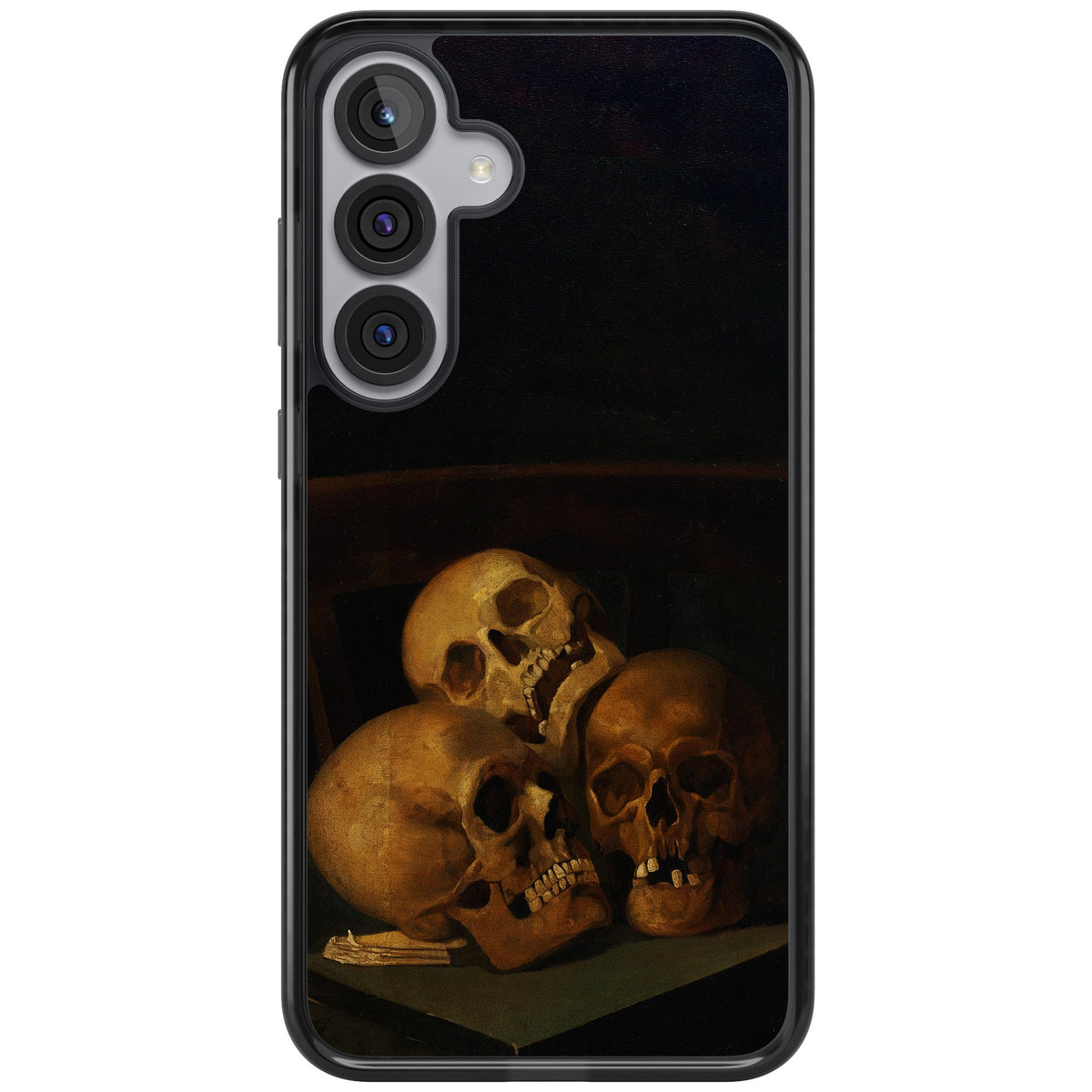 Still Life Of Three Skulls Samsung S25 Plus / Samsung S26 / Samsung S26 Plus Impact Black Phone Case front
