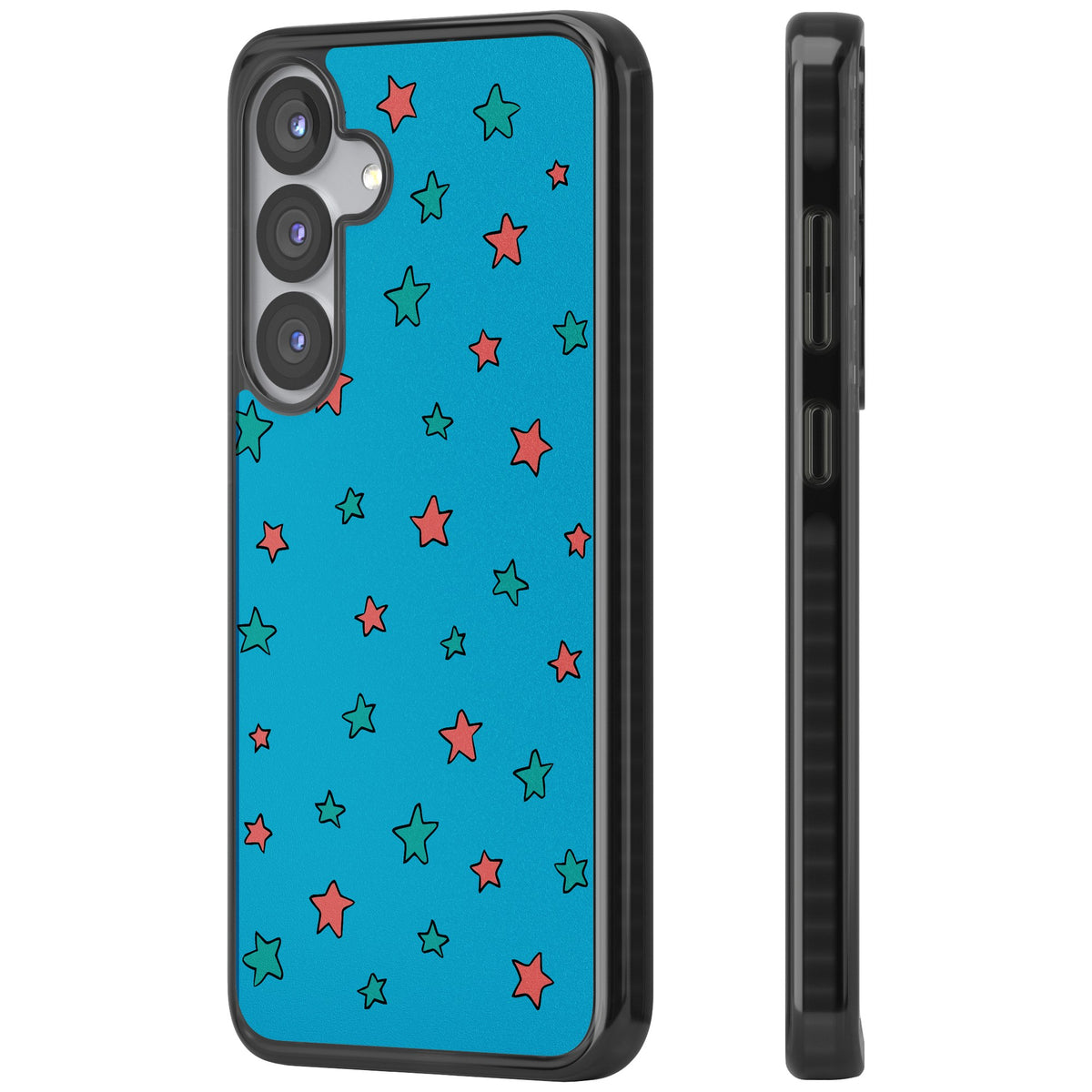Blue Heartstopper Stars Pattern Samsung S25 / Samsung S25 Plus / Samsung S26 / Samsung S26 Plus Impact Black Phone Case side