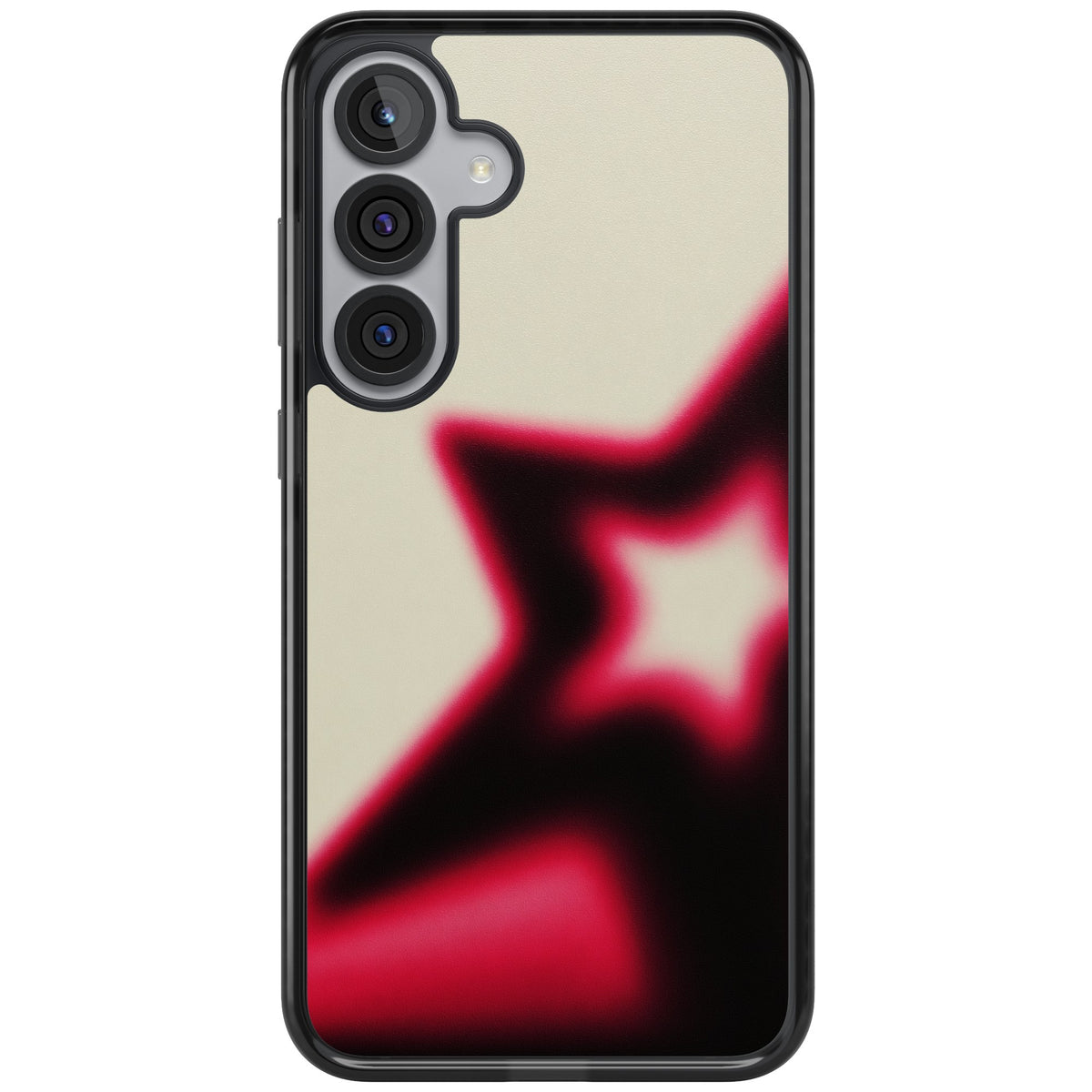 Rouge Y2K iPhone case featuring a blurred aura star in hot pink and black on a soft cream background Samsung S25 Plus / Samsung S26 / Samsung S26 Plus Impact Black Phone Case front