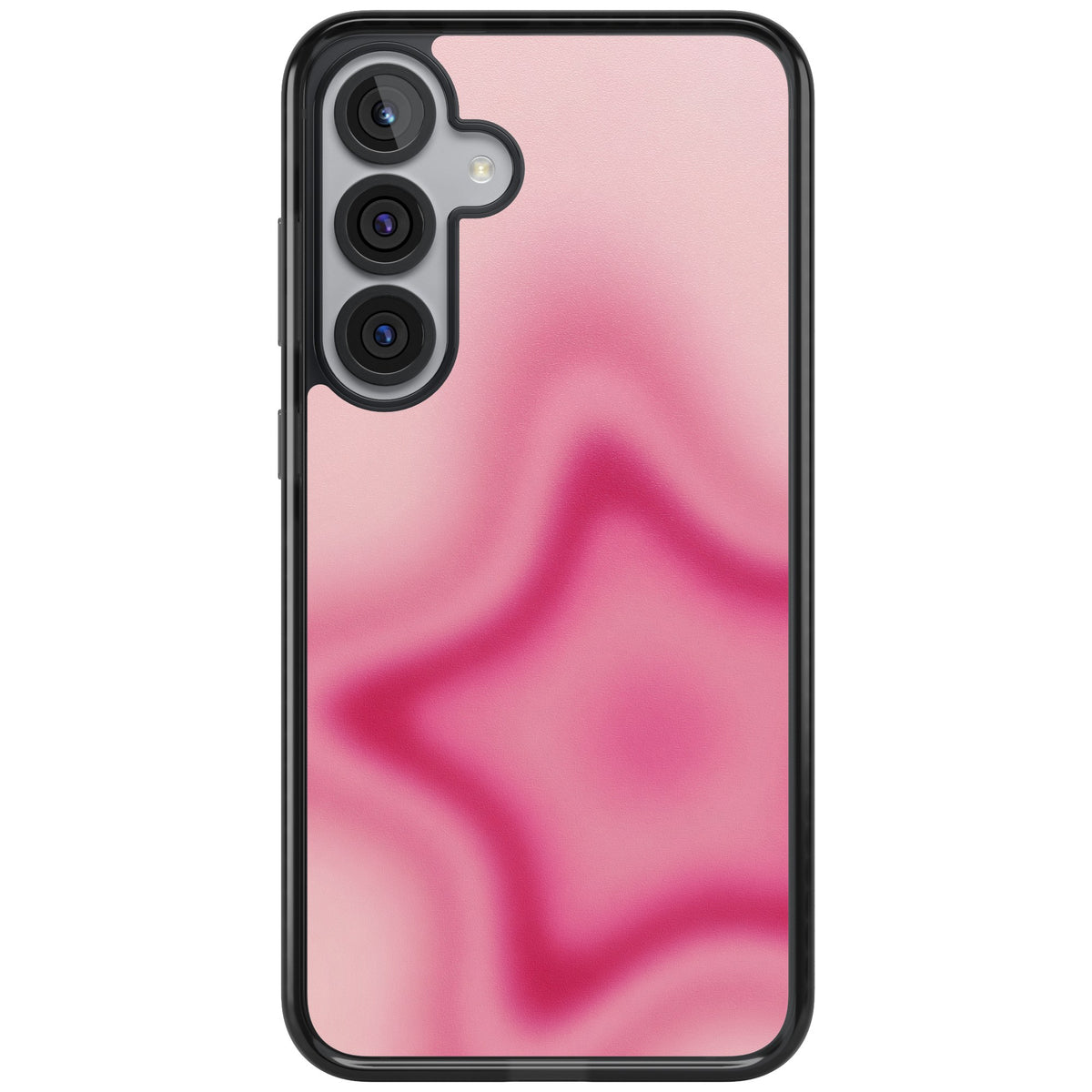 Blush pinkcore iPhone case featuring a blurred fuchsia aura star on a soft pink gradient Samsung S25 Plus / Samsung S26 / Samsung S26 Plus Impact Black Phone Case front