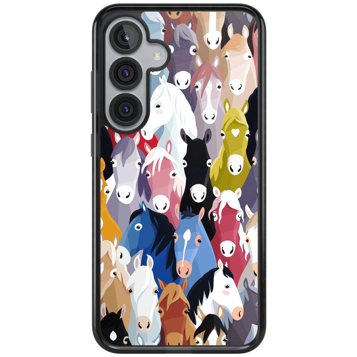 Colourful Horse Pattern Samsung S25 Plus / Samsung S26 / Samsung S26 Plus Impact Black Phone Case front