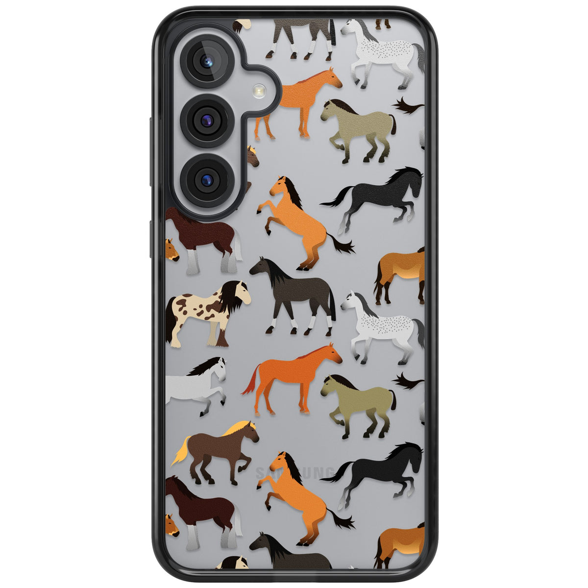 Horse Pattern Samsung S25 Plus / Samsung S26 / Samsung S26 Plus Impact Black Phone Case front