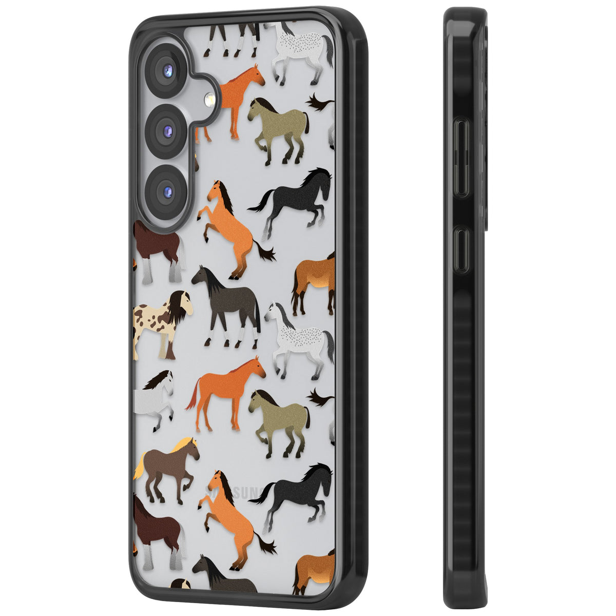 Horse Pattern Samsung S25 / Samsung S25 Plus / Samsung S26 / Samsung S26 Plus Impact Black Phone Case side