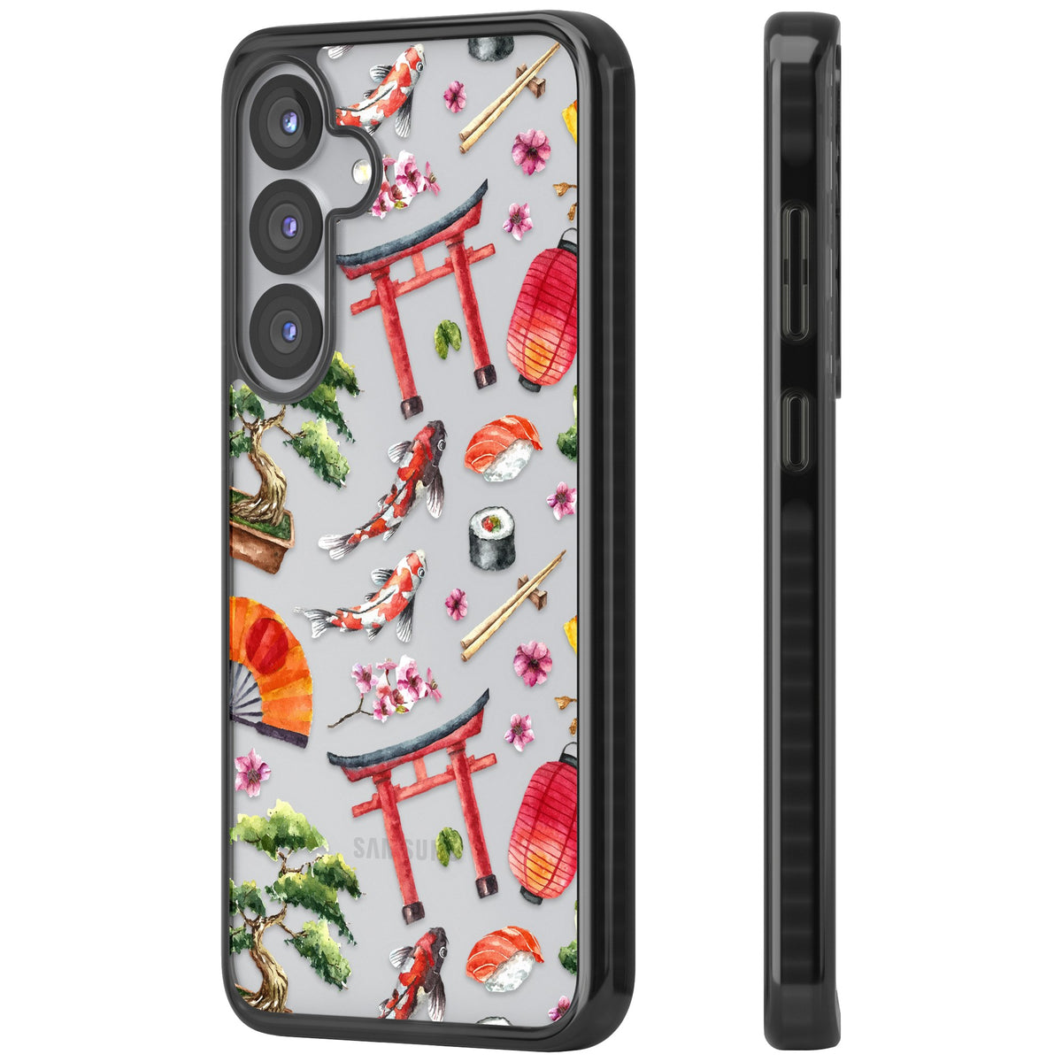 Japanese Watercolor Samsung S25 / Samsung S25 Plus / Samsung S26 / Samsung S26 Plus Impact Black Phone Case side
