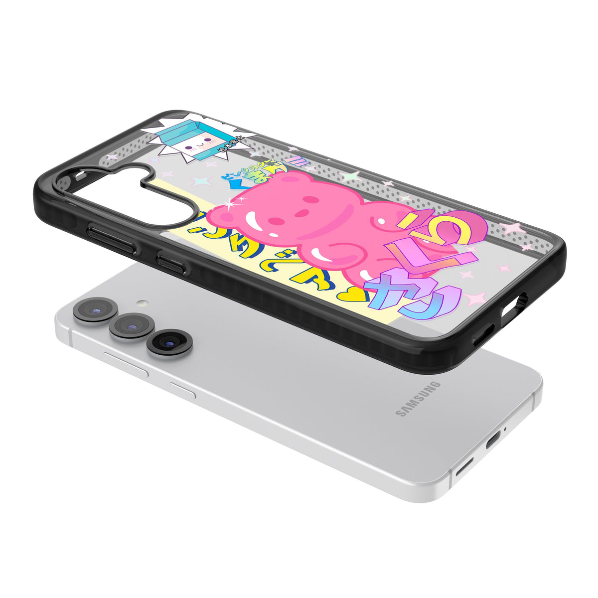 Bubblegum Bear Samsung S25 / Samsung S25 Plus / Samsung S26 / Samsung S26 Plus Impact Black Phone Case angled