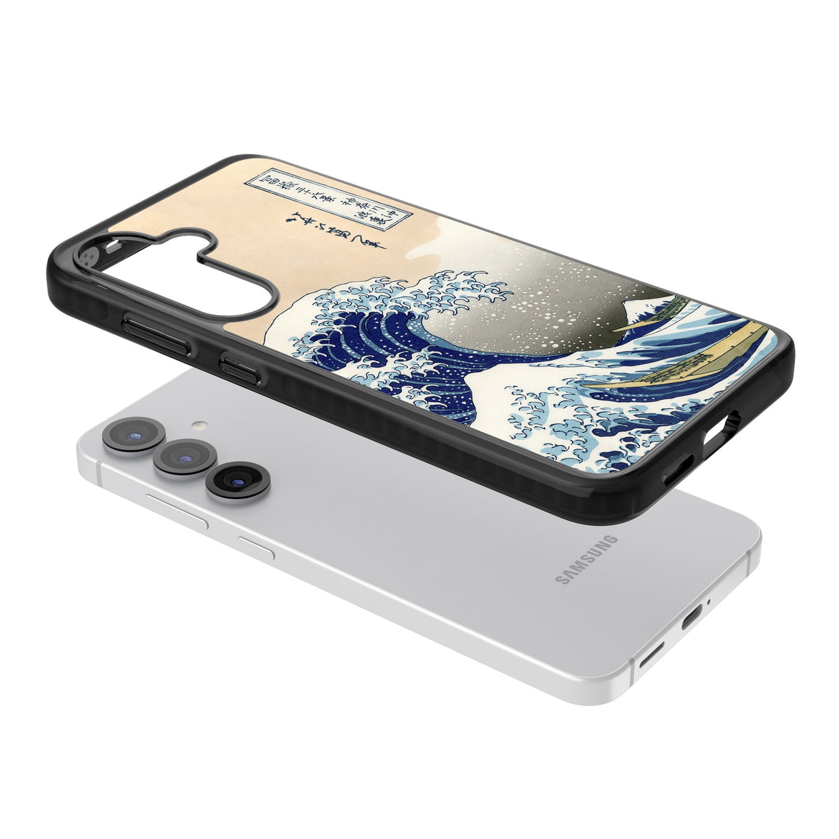 Great Wave Samsung S25 / Samsung S25 Plus / Samsung S26 / Samsung S26 Plus Impact Black Phone Case angled