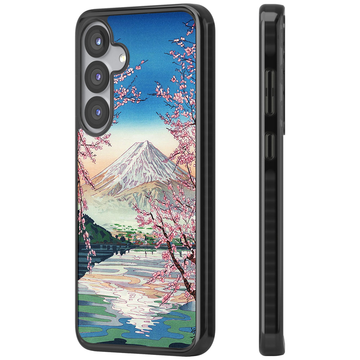Mt Fuji From Lake Kawaguchi Samsung S25 / Samsung S25 Plus / Samsung S26 / Samsung S26 Plus Impact Black Phone Case side