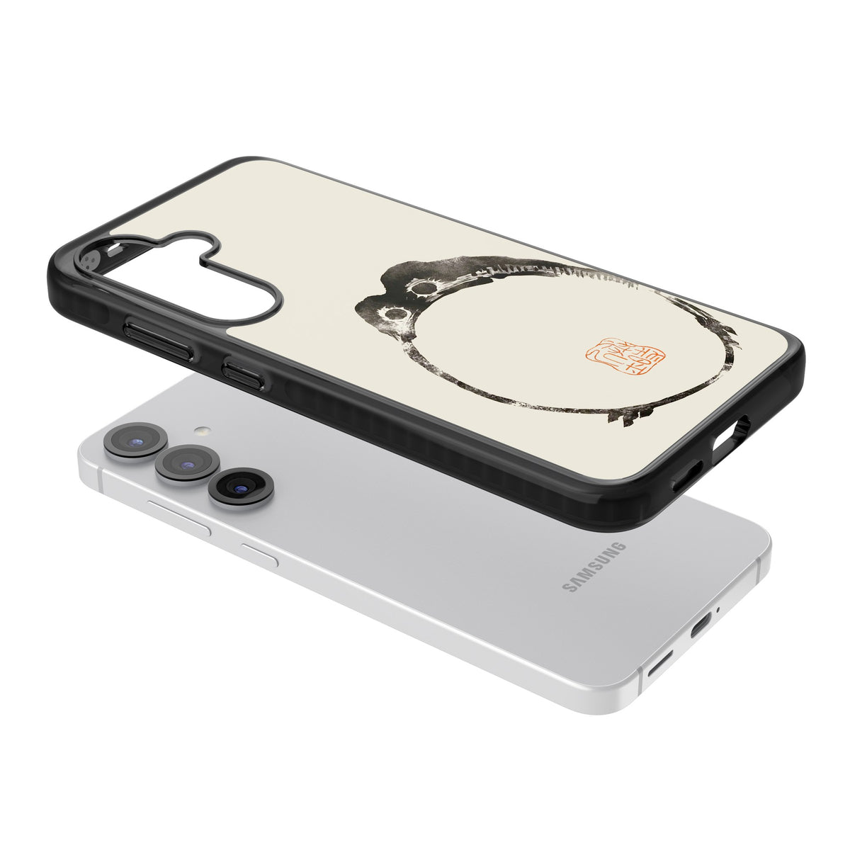 Matsumoto Hoji Round Frog Samsung S25 / Samsung S25 Plus / Samsung S26 / Samsung S26 Plus Impact Black Phone Case angled