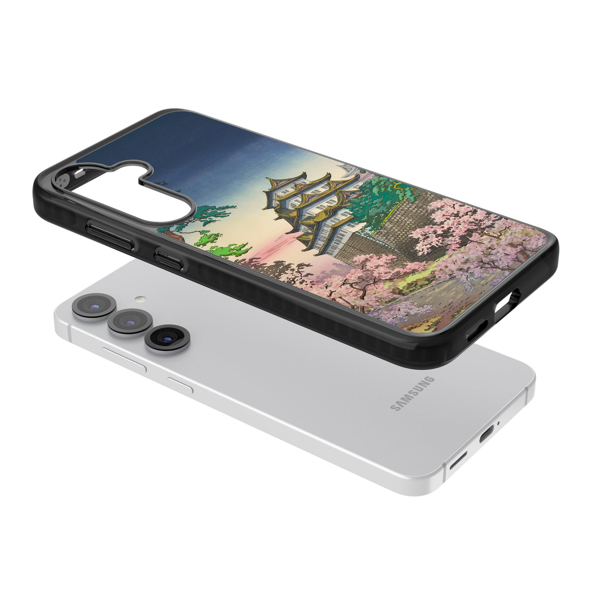 Nagoya Castle Samsung S25 / Samsung S25 Plus / Samsung S26 / Samsung S26 Plus Impact Black Phone Case angled