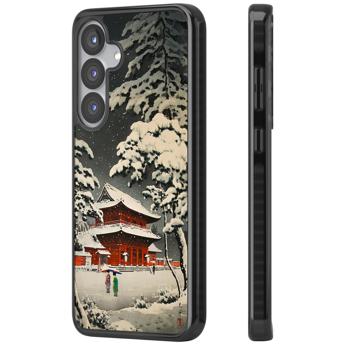 Snow at Shiha Park, Tokyo Samsung S25 / Samsung S25 Plus / Samsung S26 / Samsung S26 Plus Impact Black Phone Case side