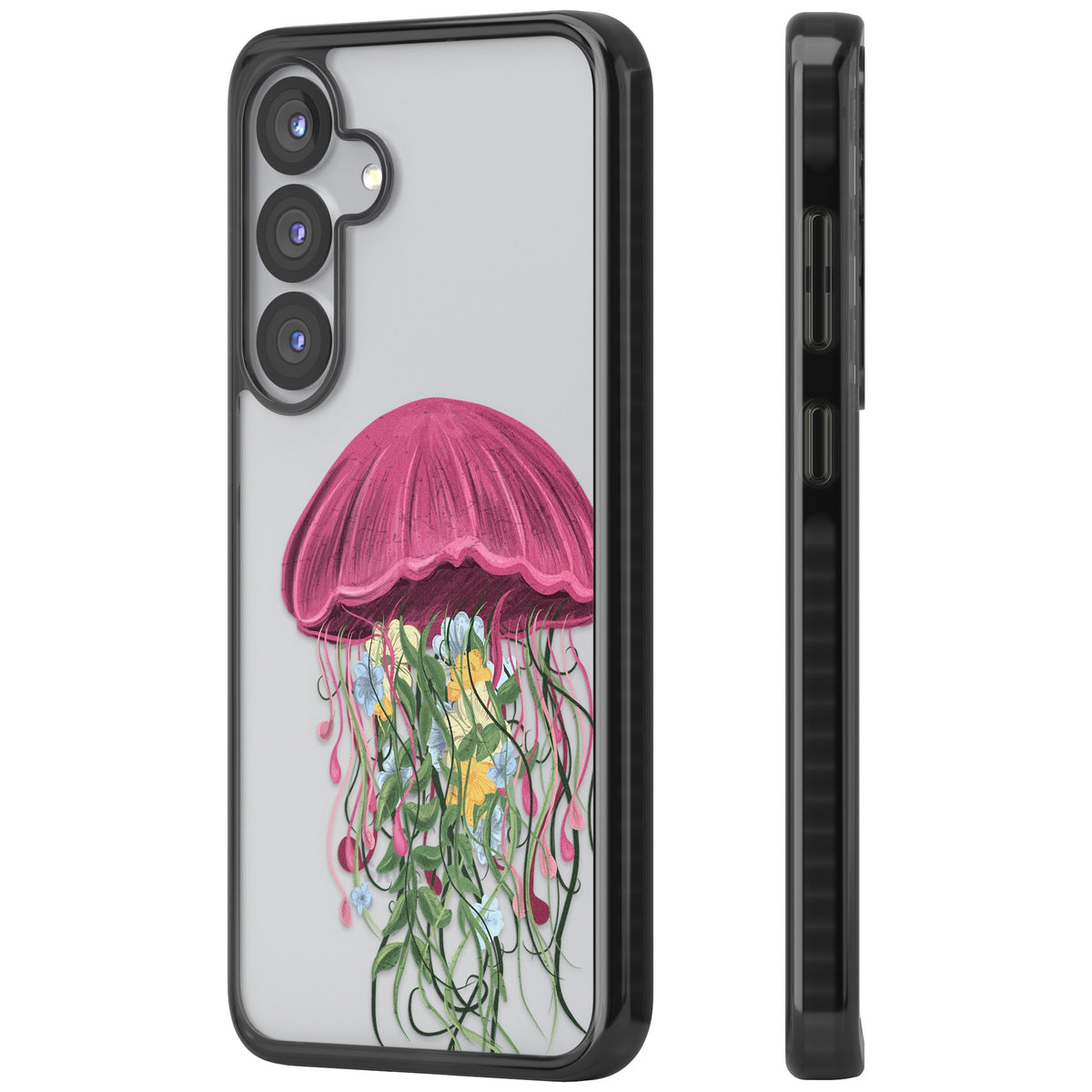 Botanical Jellyfish Samsung S25 / Samsung S25 Plus / Samsung S26 / Samsung S26 Plus Impact Black Phone Case side