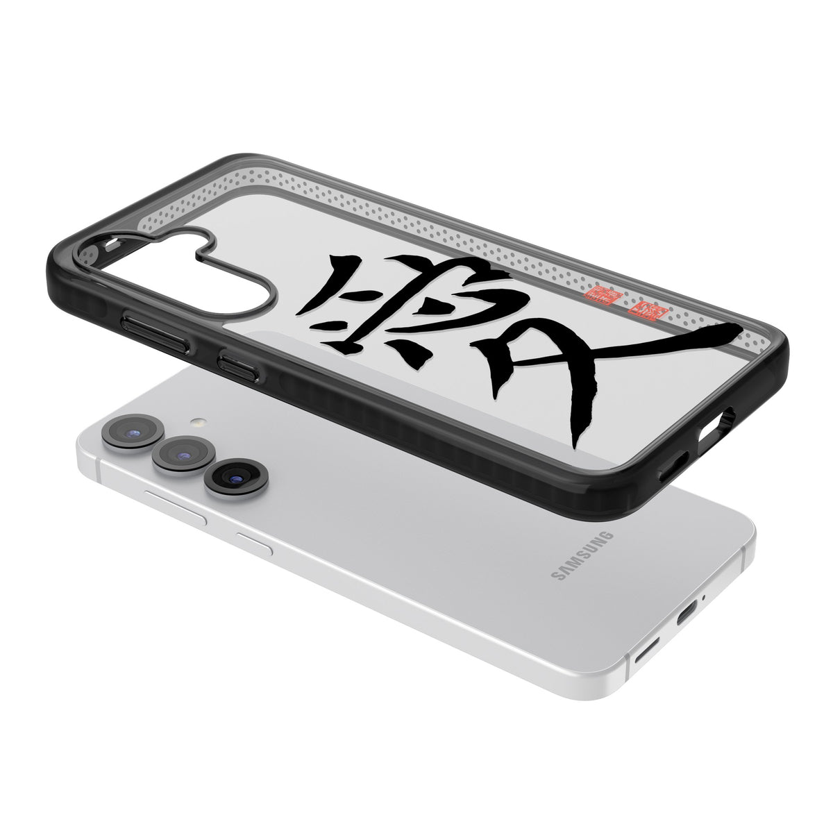 Japanese Kanji - Love Samsung S25 / Samsung S25 Plus / Samsung S26 / Samsung S26 Plus Impact Black Phone Case angled