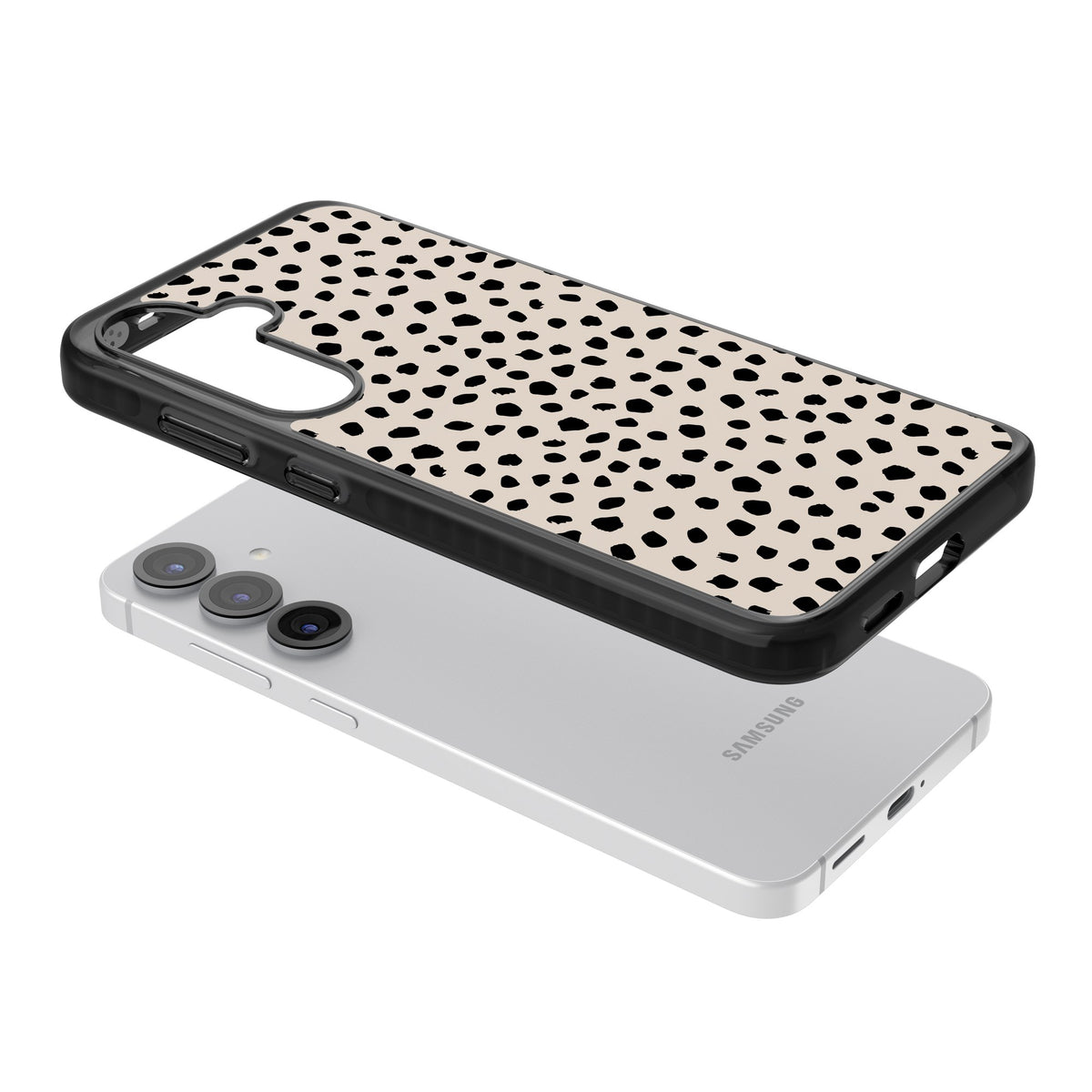 Coffee Dalmatian Samsung S25 / Samsung S25 Plus / Samsung S26 / Samsung S26 Plus Impact Black Phone Case angled