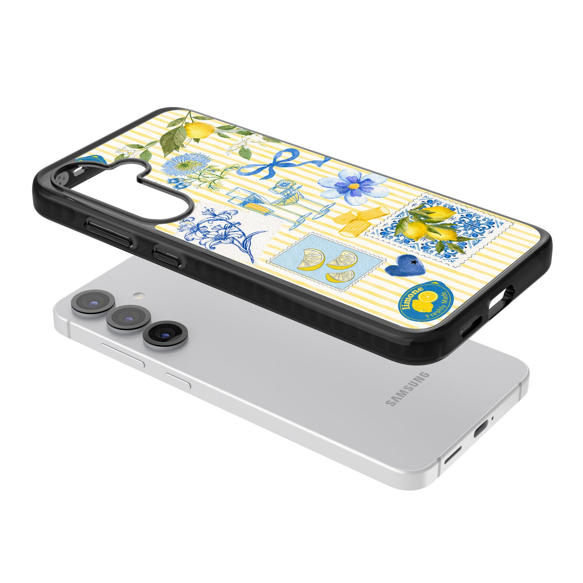 Limone Riviera Samsung S25 / Samsung S25 Plus / Samsung S26 / Samsung S26 Plus Impact Black Phone Case angled