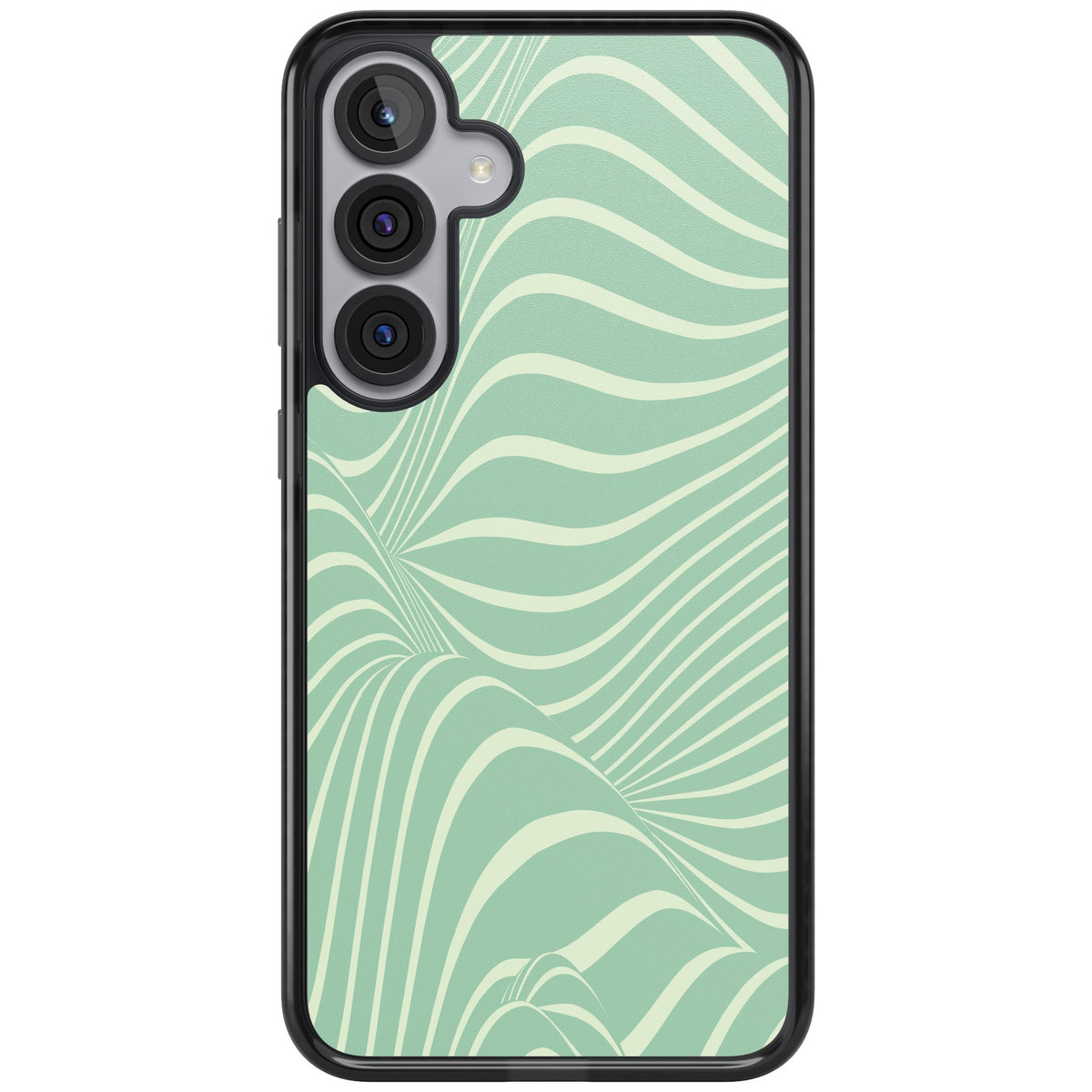 Mint Green Distorted Line Samsung S25 Plus / Samsung S26 / Samsung S26 Plus Impact Black Phone Case front