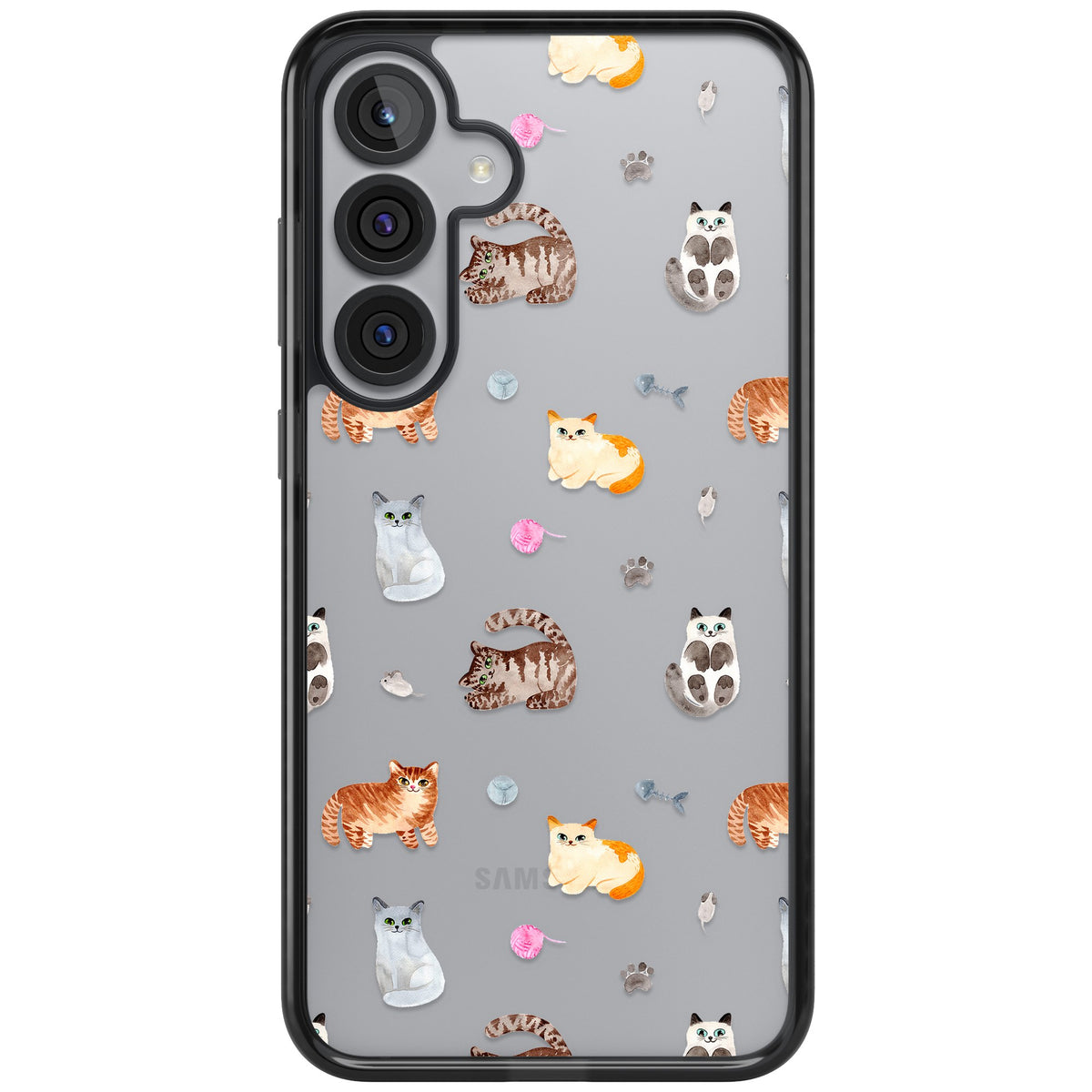 Playful Cats Samsung S25 Plus / Samsung S26 / Samsung S26 Plus Impact Black Phone Case front
