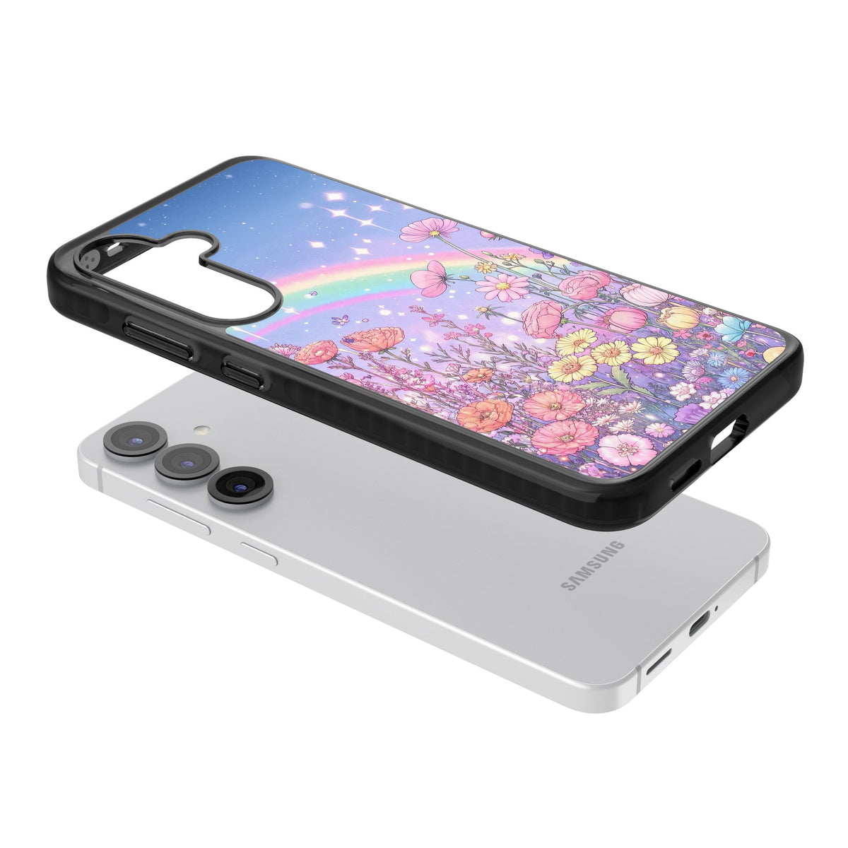Magical Meadow Samsung S25 / Samsung S25 Plus / Samsung S26 / Samsung S26 Plus Impact Black Phone Case angled
