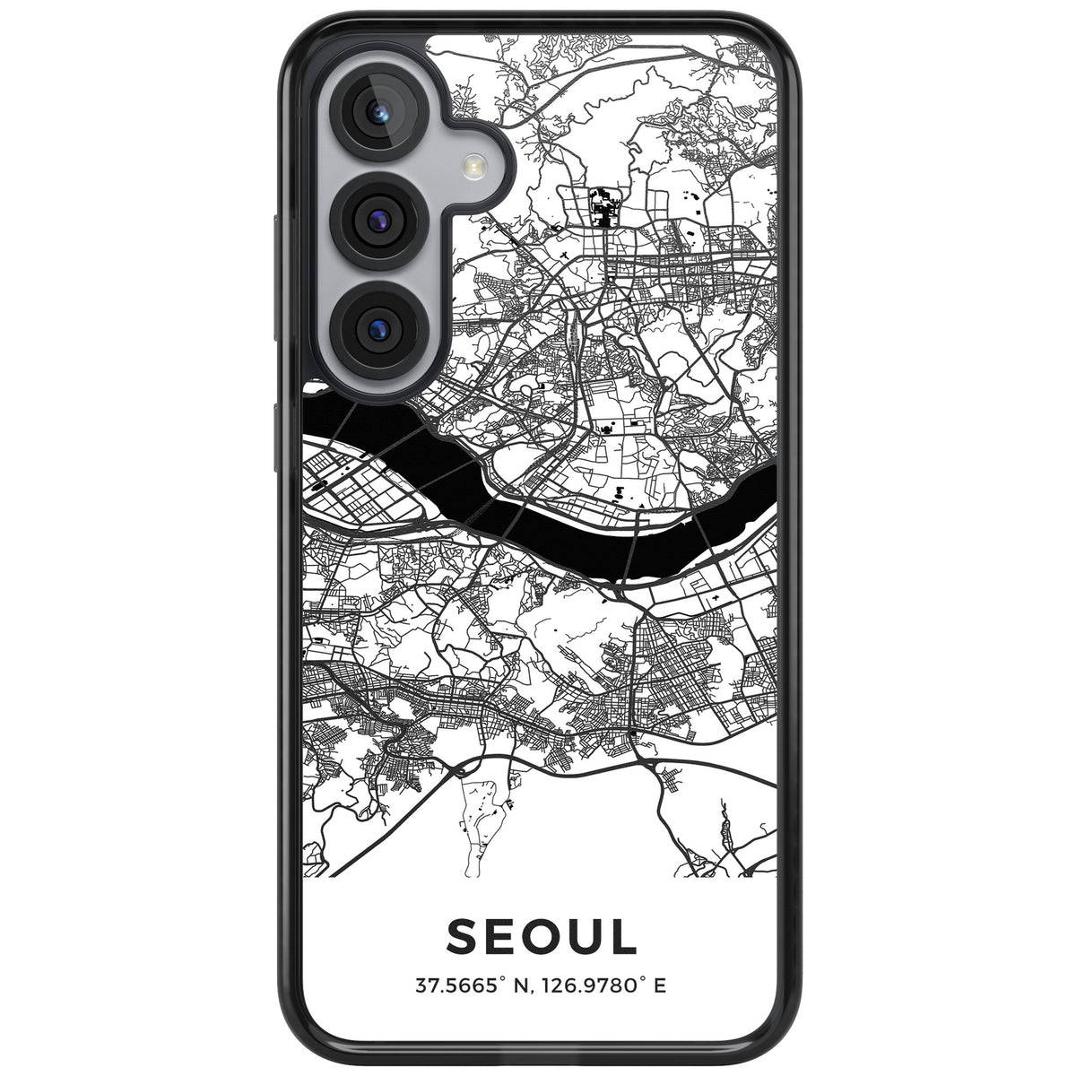 Seoul City Map Samsung S25 Plus / Samsung S26 / Samsung S26 Plus Impact Black Phone Case front