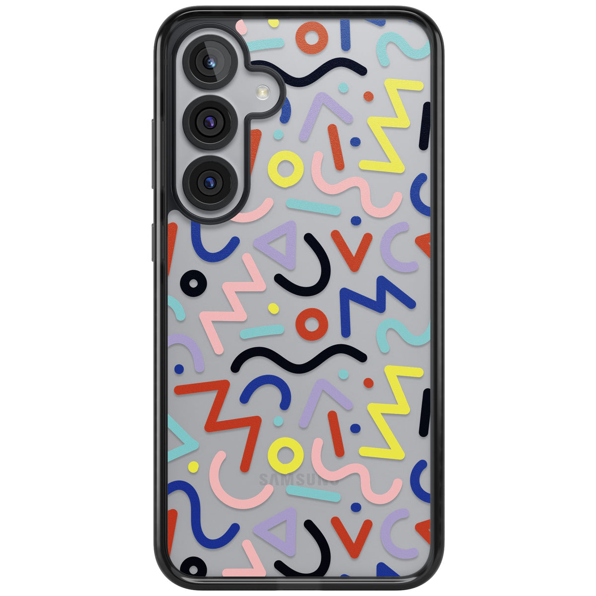 Memphis Retro Pattern Samsung S25 Plus / Samsung S26 / Samsung S26 Plus Impact Black Phone Case front