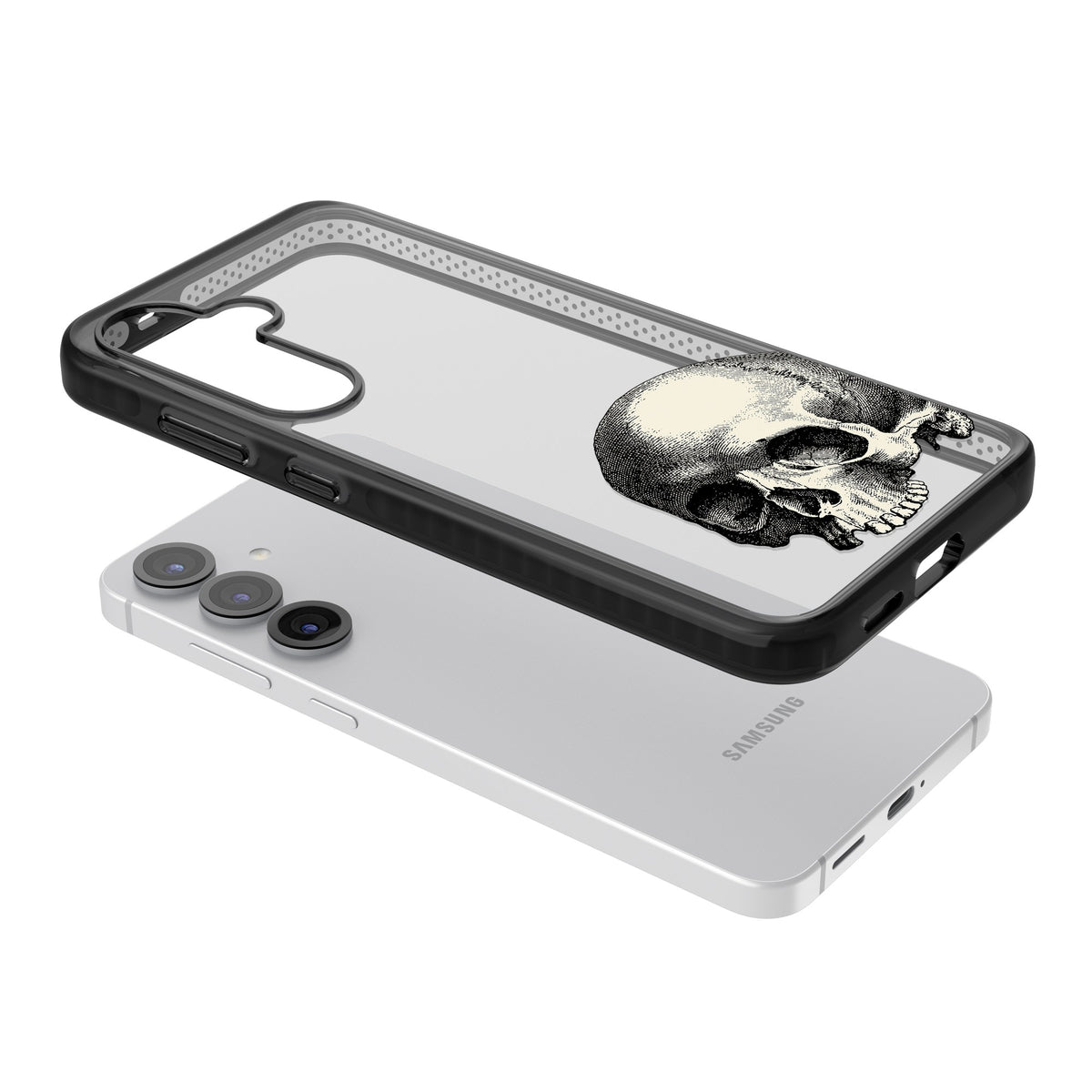Memento Mori Samsung S25 / Samsung S25 Plus / Samsung S26 / Samsung S26 Plus Impact Black Phone Case angled