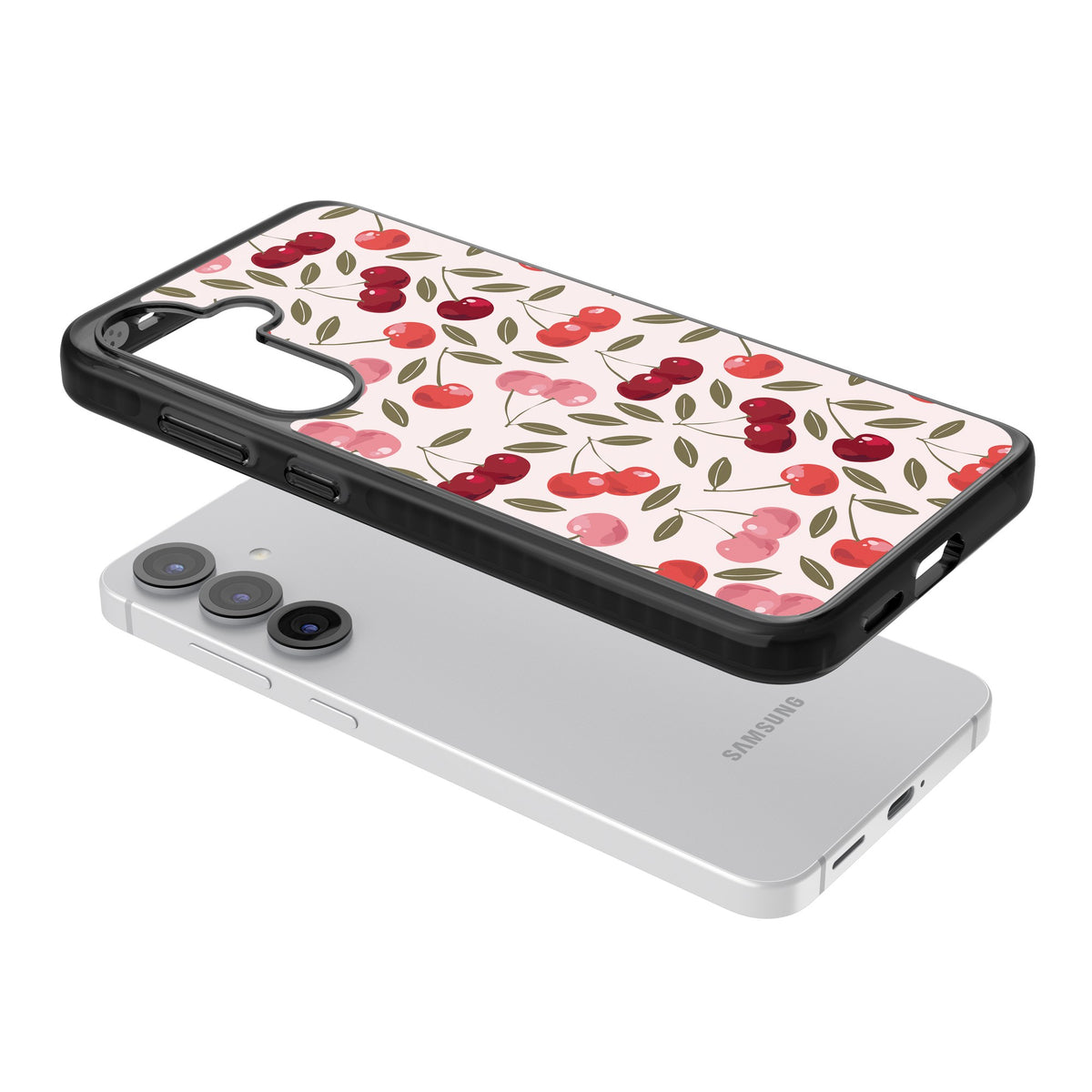 Cherry On Top (Pink) Samsung S25 / Samsung S25 Plus / Samsung S26 / Samsung S26 Plus Impact Black Phone Case angled