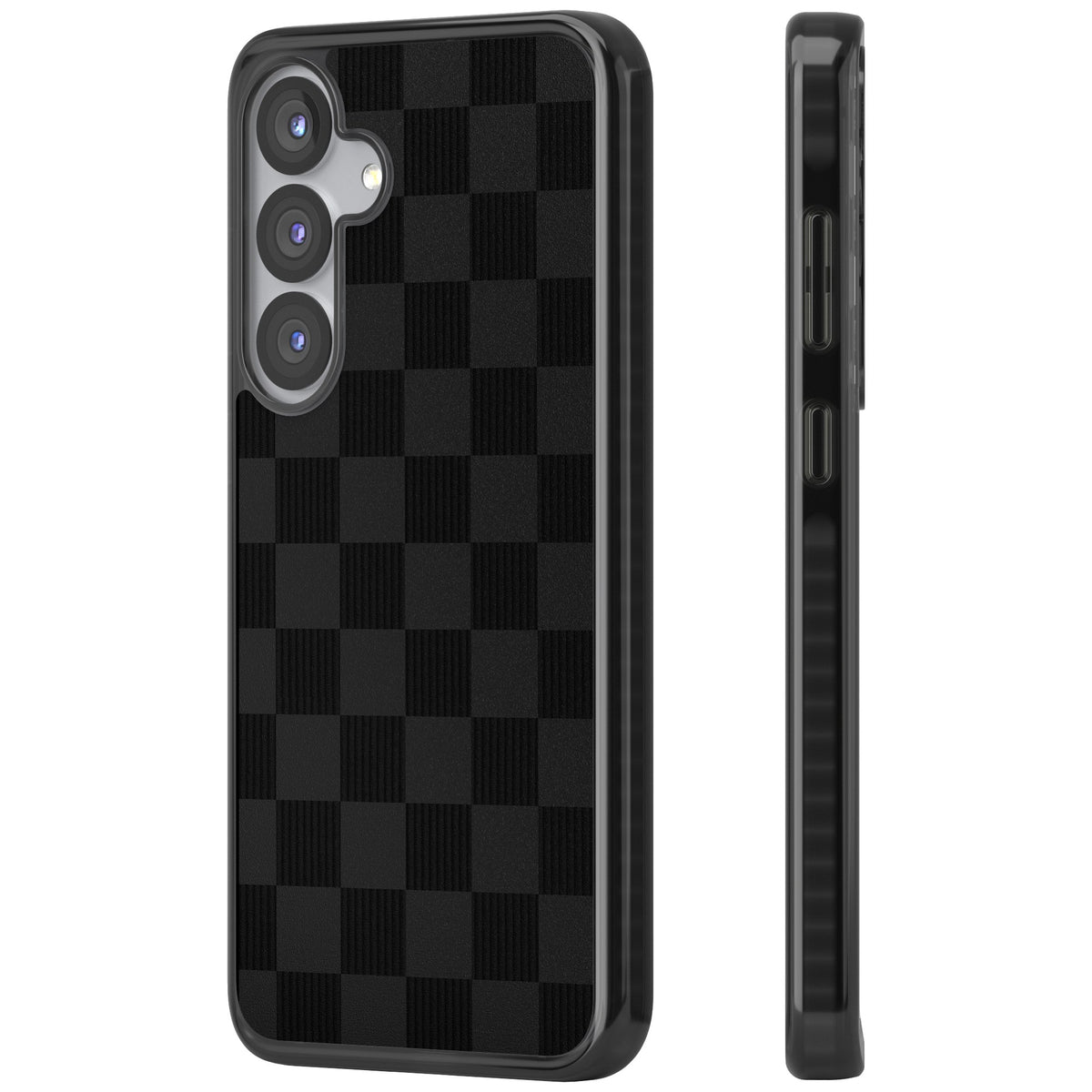 Black Checkered Samsung S25 / Samsung S25 Plus / Samsung S26 / Samsung S26 Plus Impact Black Phone Case side