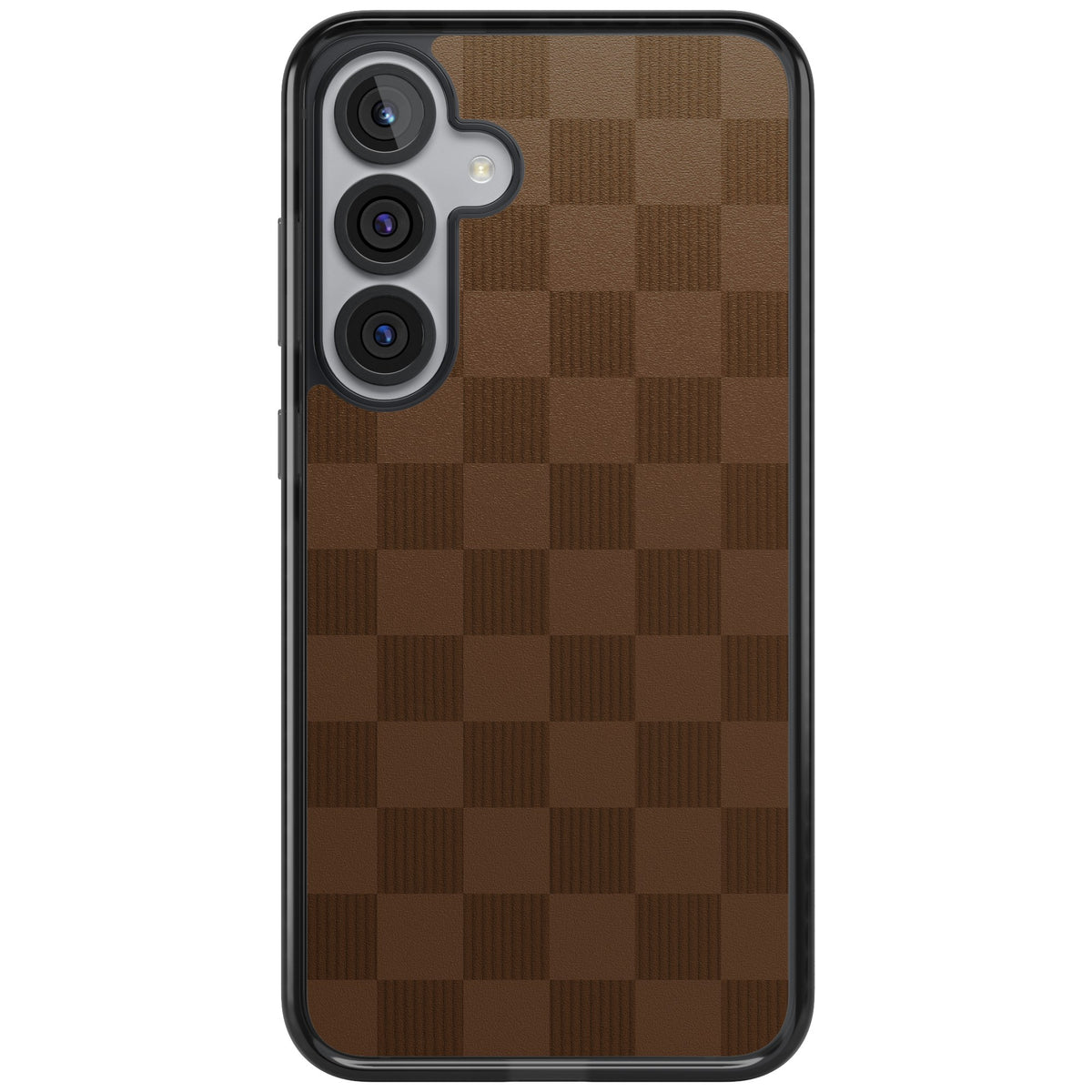 Chocolate Checkered Samsung S25 Plus / Samsung S26 / Samsung S26 Plus Impact Black Phone Case front