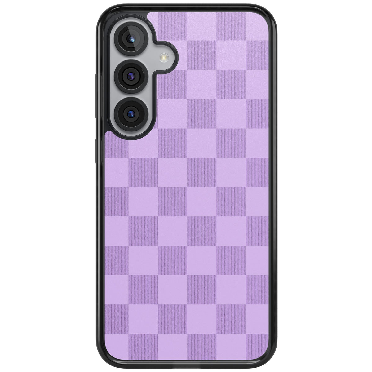 Lilac Checkered Samsung S25 Plus / Samsung S26 / Samsung S26 Plus Impact Black Phone Case front