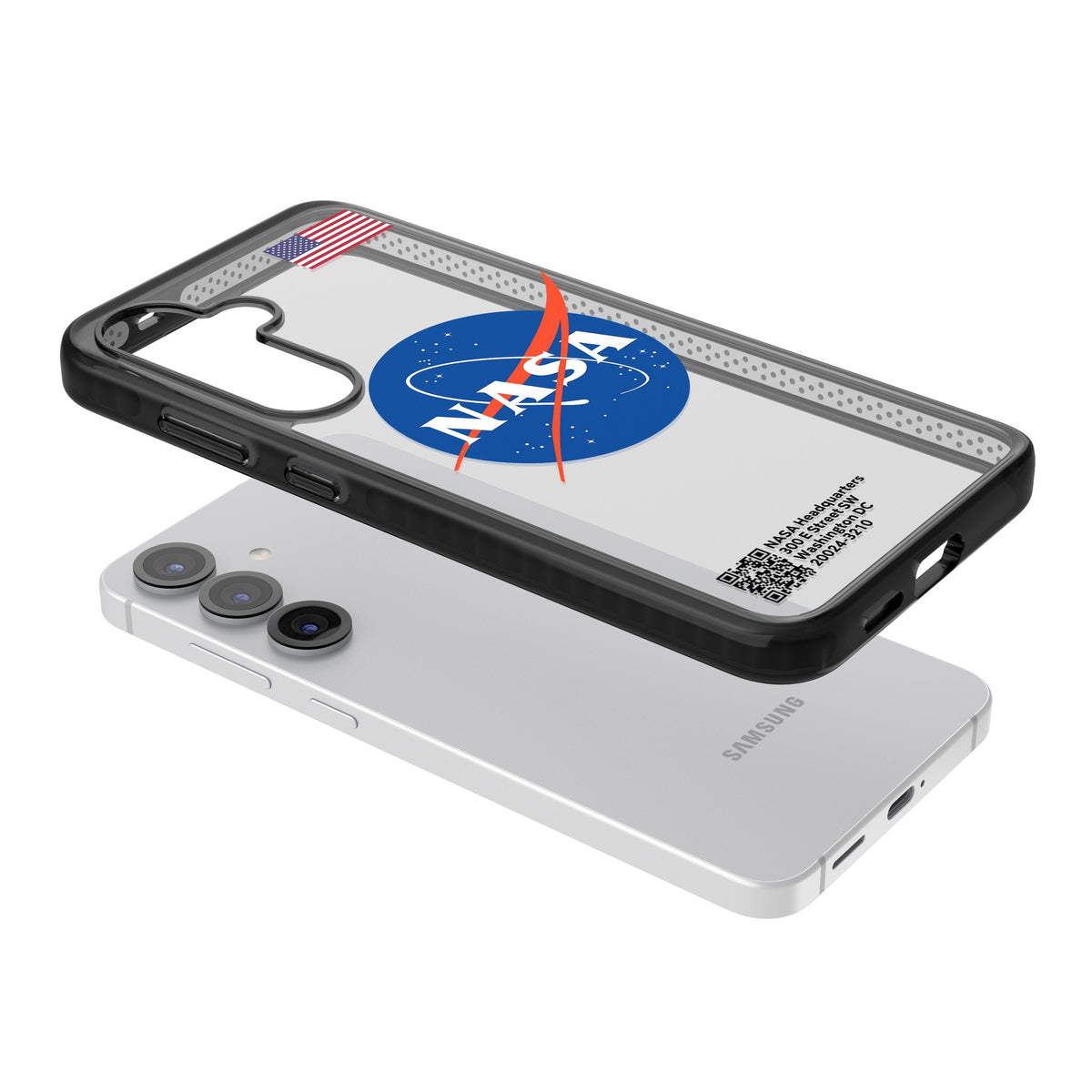 Nasa Meatball Samsung S25 / Samsung S25 Plus / Samsung S26 / Samsung S26 Plus Impact Black Phone Case angled